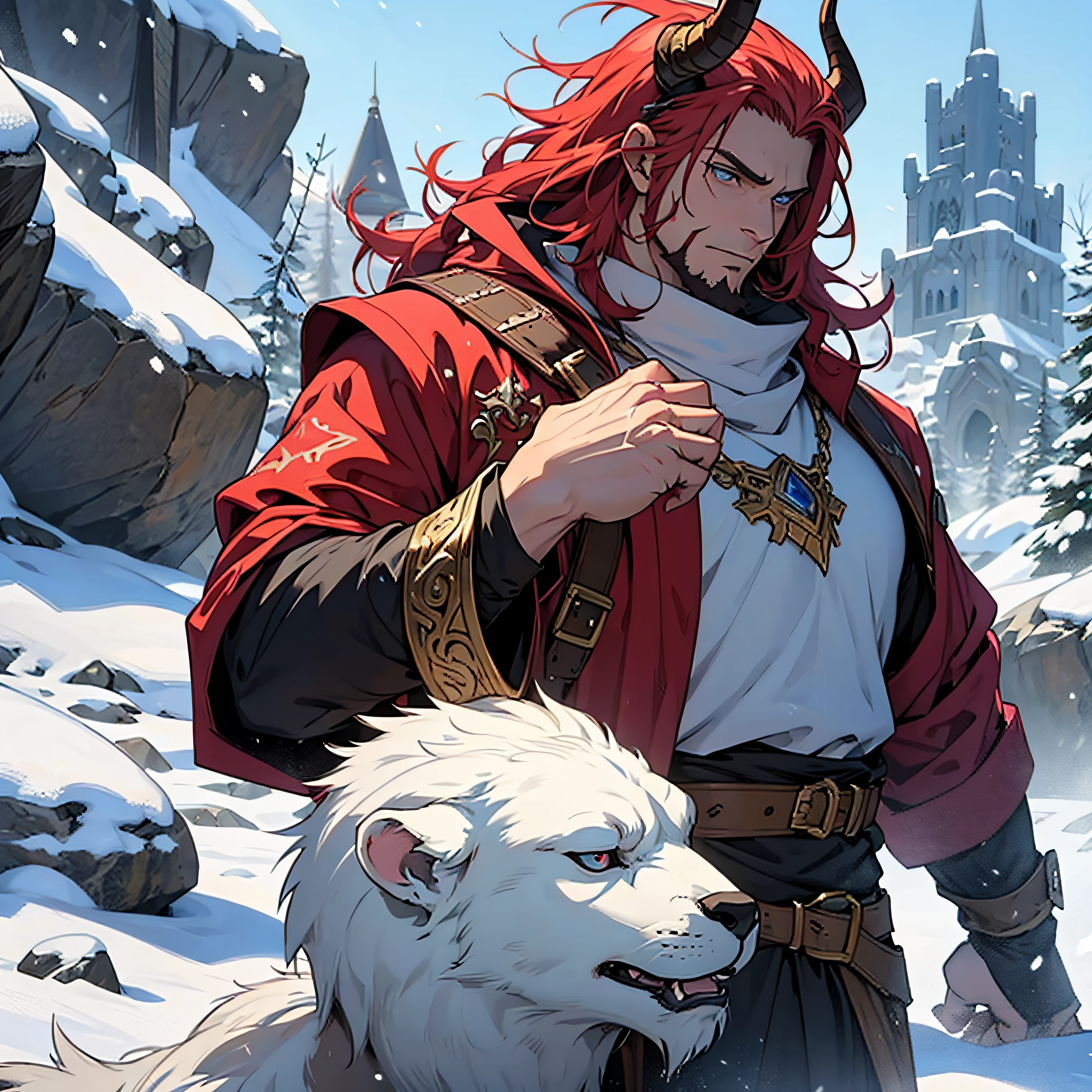 viking de 54 anos com roupas para neve, arte anime, rpg, d&d --auto
