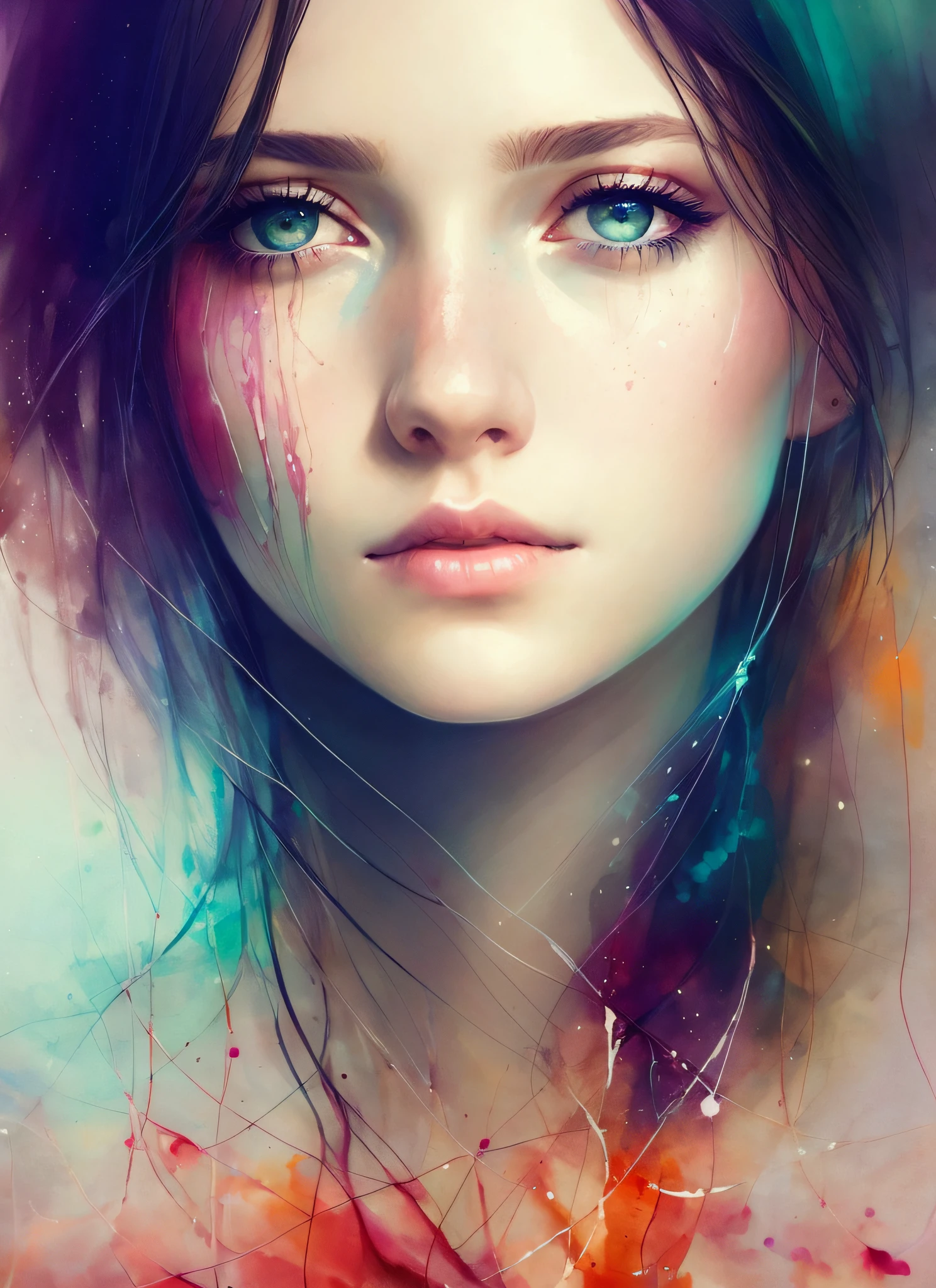 a woman by agnes cecile, luminous design, pastel colours, ink drips, autumn lights beautiful