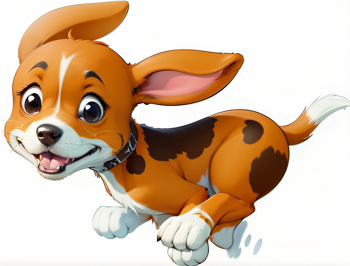 filhotinho de cachorro bem fofinho, correndo alegremente, he is smiling, cartoon, desenho animado antigo --auto