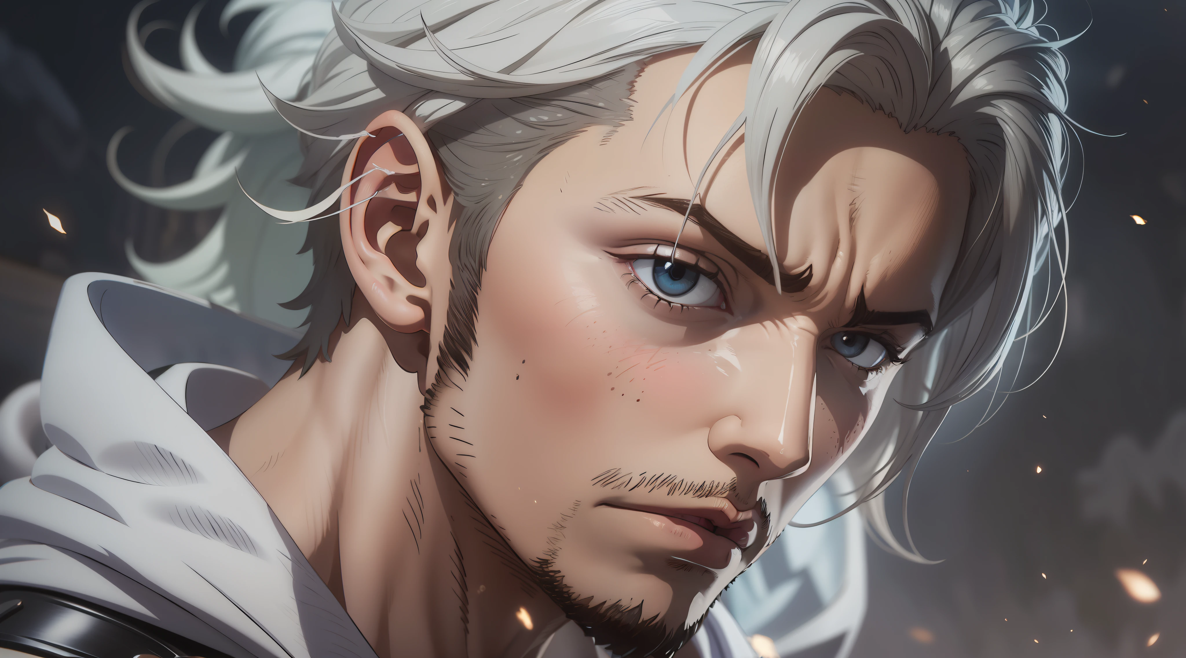 (personagem de anime ultra-detalhado),(solitary melancholy),(cabelos branco-azuis:1.3+olhos azuis), (8k:1.1),(Conjunto profundo+ passado esquecido+lost memories),(close angle),(retrato masculino), masculino, olhar masculino, personagem masculino, corpo masculino, homem, 16 anos, personagem com 16 anos, personagem novo, child character