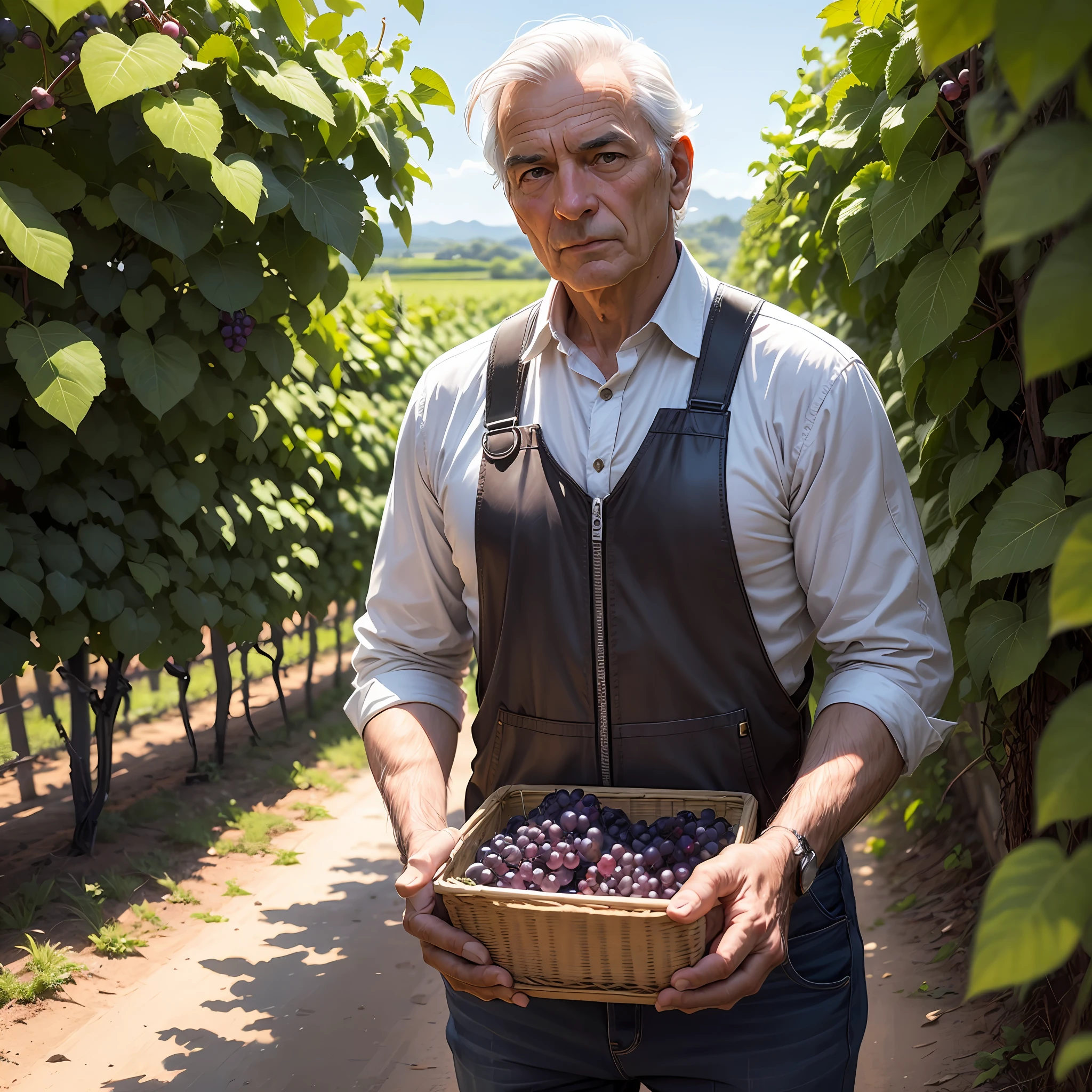 Make Ferruccio's father who was a farmer picking grapes in his wonderful vineyards. --auto