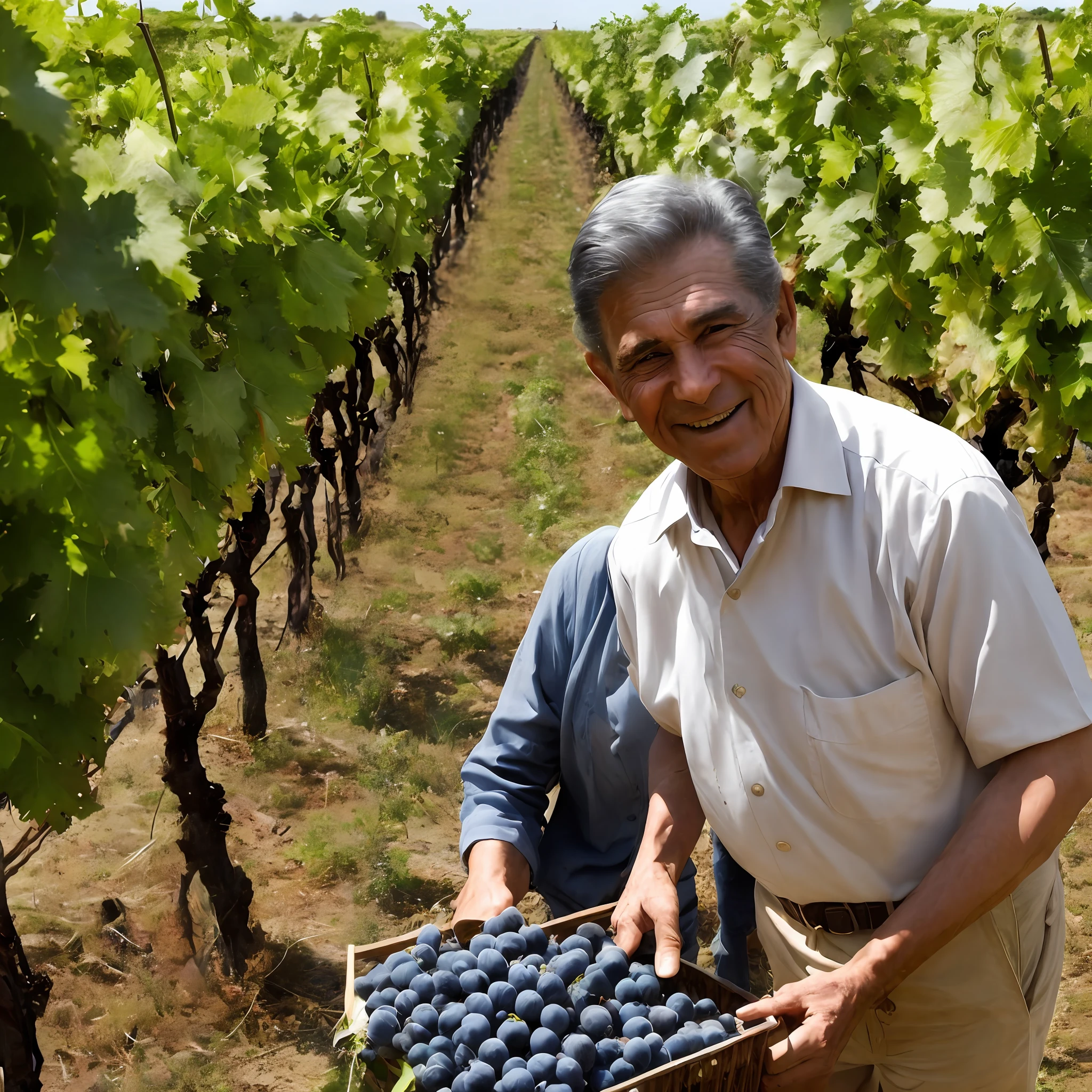 Make Ferruccio's father who was a farmer picking grapes in his wonderful vineyards. --auto