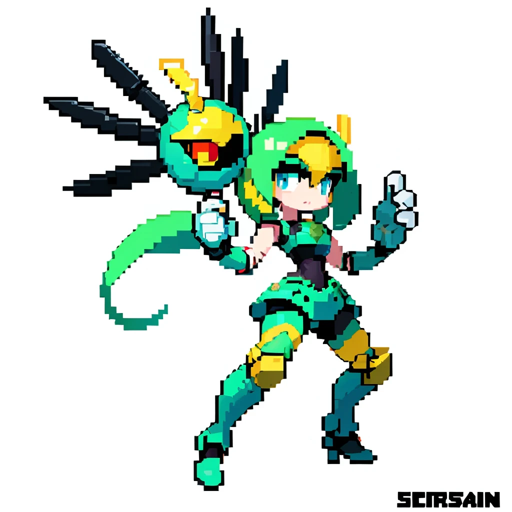 (masterpiece, top quality, best quality), pixel,pixel art,1girl,full body,Bandai Keroro Gunso Plamo Collection 15 Tamama Robo Mk. II Japan