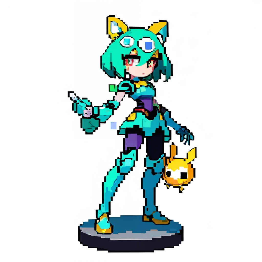 (masterpiece, top quality, best quality), pixel,pixel art,1girl,full body,Bandai Keroro Gunso Plamo Collection 15 Tamama Robo Mk. II Japan