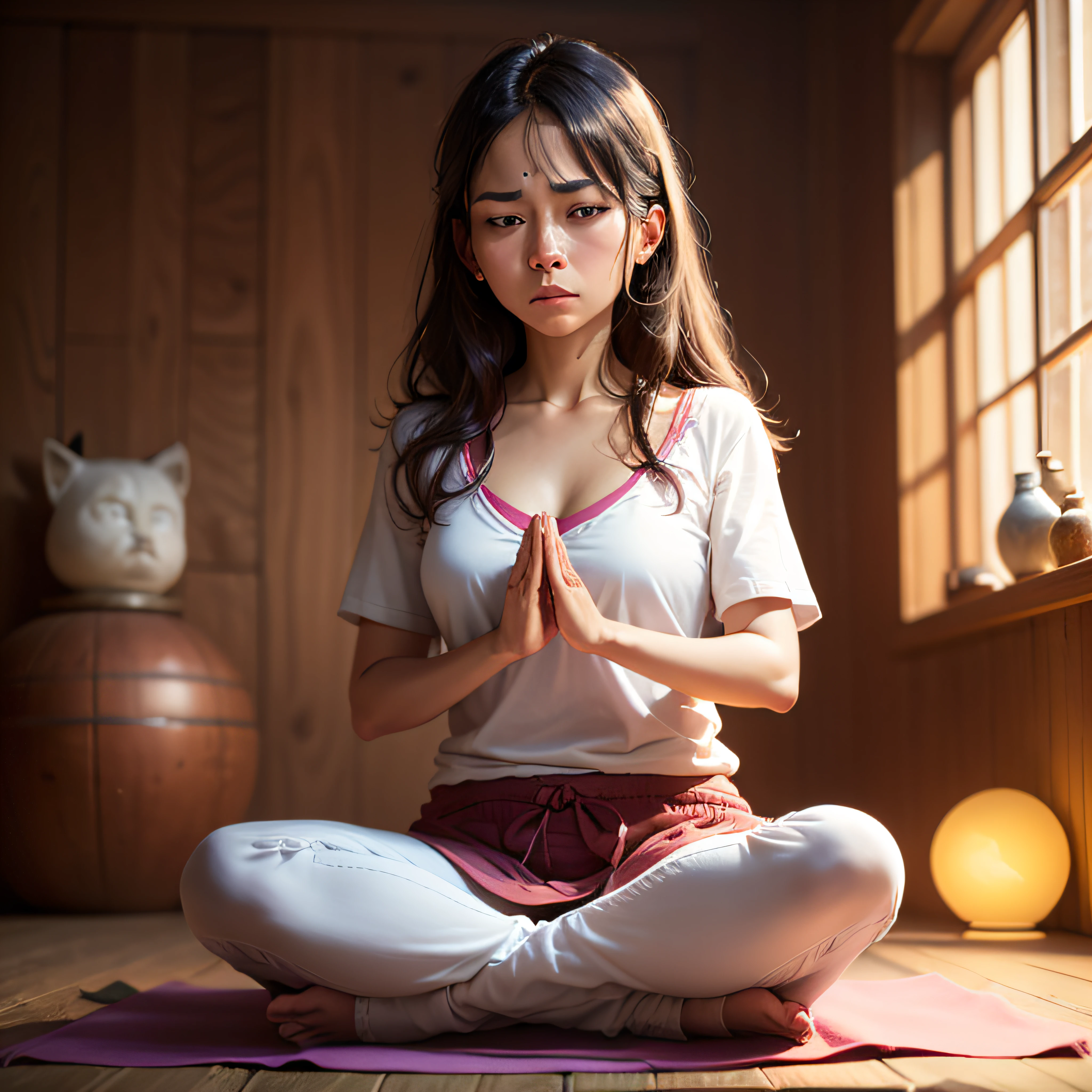 trying to meditate, bored expression --auto