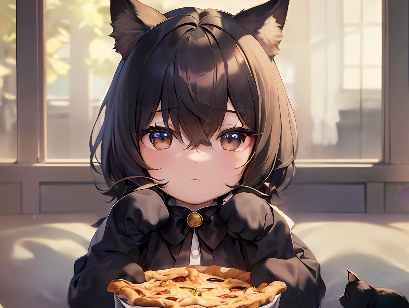 ((best qulaity))、((A masterpie))、((ultra-definition))、(illutst)、(Fine light)、(Extremely delicate and beautiful)、(((独奏)))、(((male child) )))、((Best Quality, High_resolution, Distinct_image)),(Black Hair), (Black cat ears),