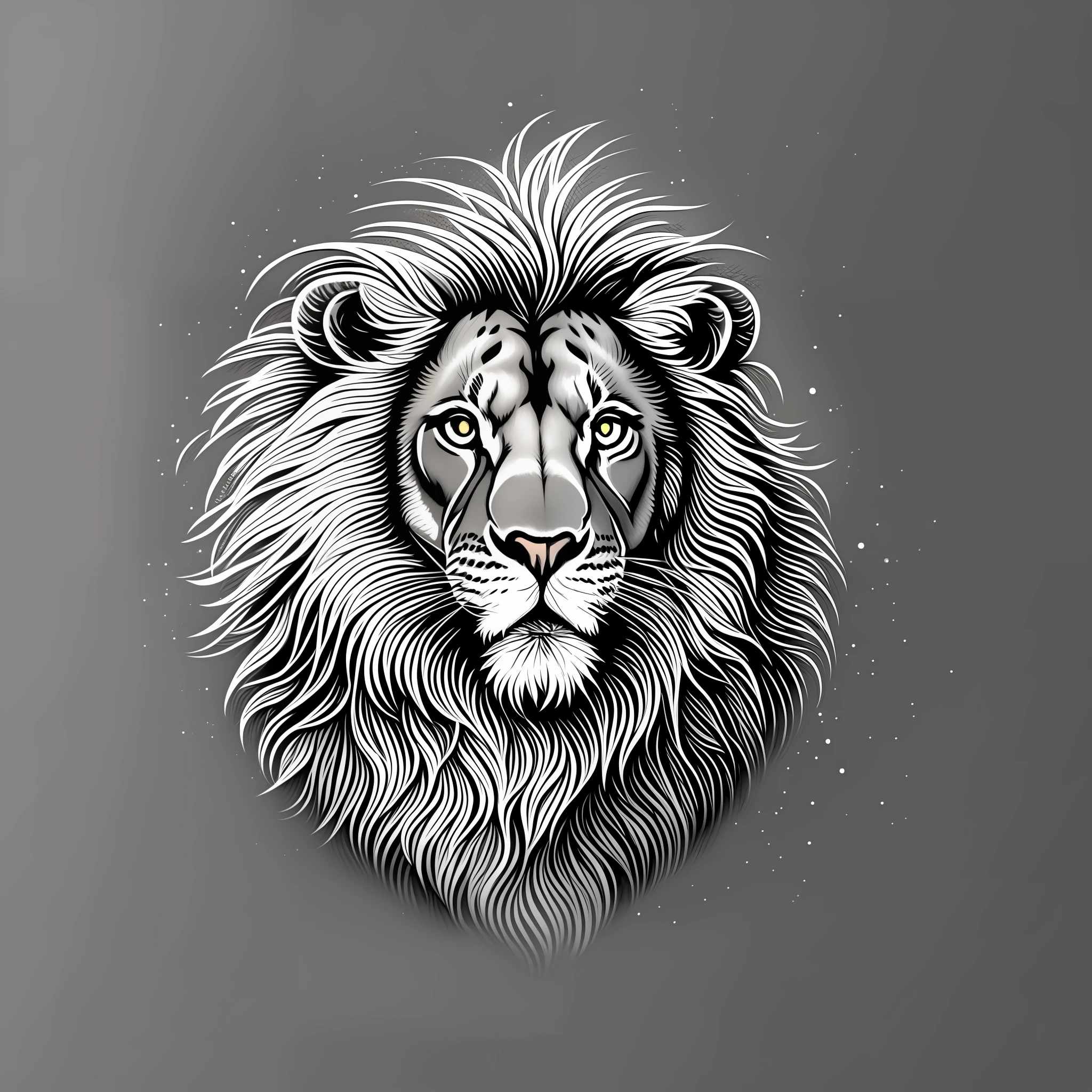 Decalque, Illustration of a lion, usando apenas linhas em preto. Delimit the shapes and characteristics of the animal with carefully drawn lines, criando um visual elegante e estilizado. detalhes sutis, linhas mais finas e precisas. fundo transparente