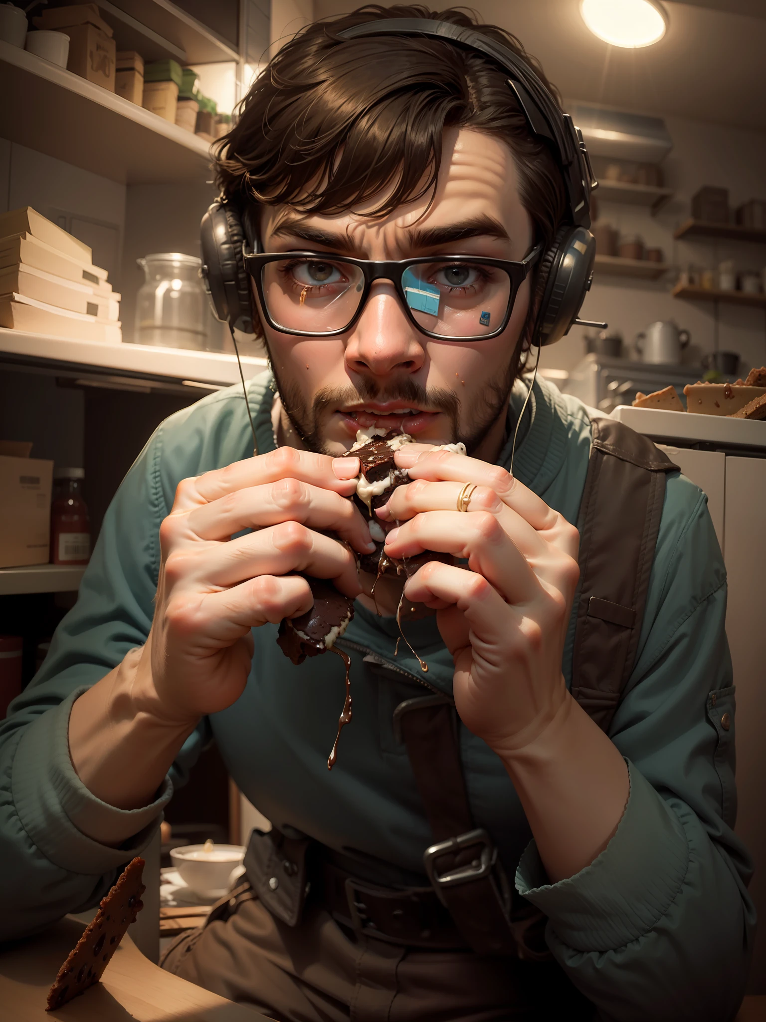 Eating delicious brownie