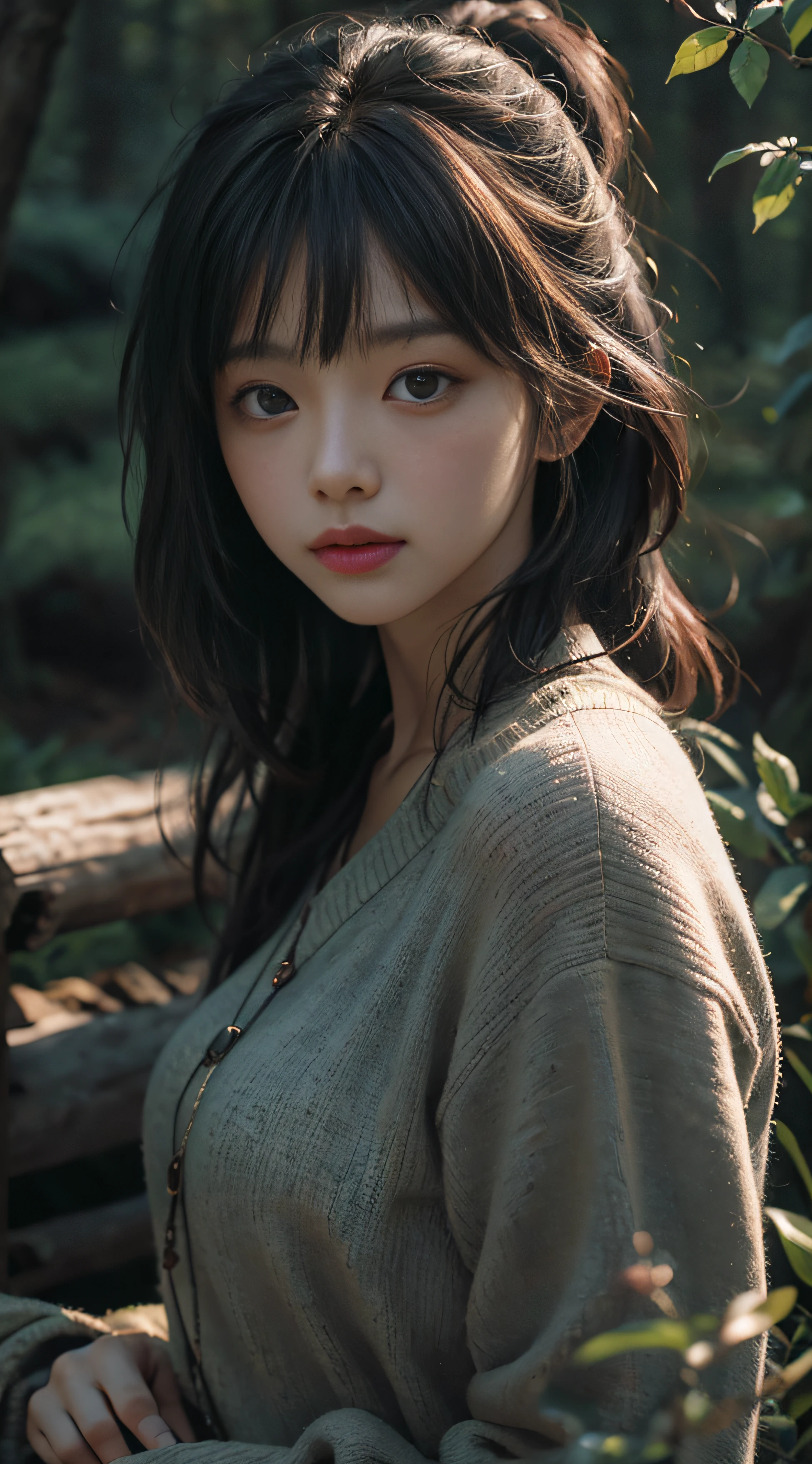 forests,hillside,Quiet,rustic,high-definition details、ultra-details、cinematic lig、ultra realist、Soft light、Deep field focus bokeh、