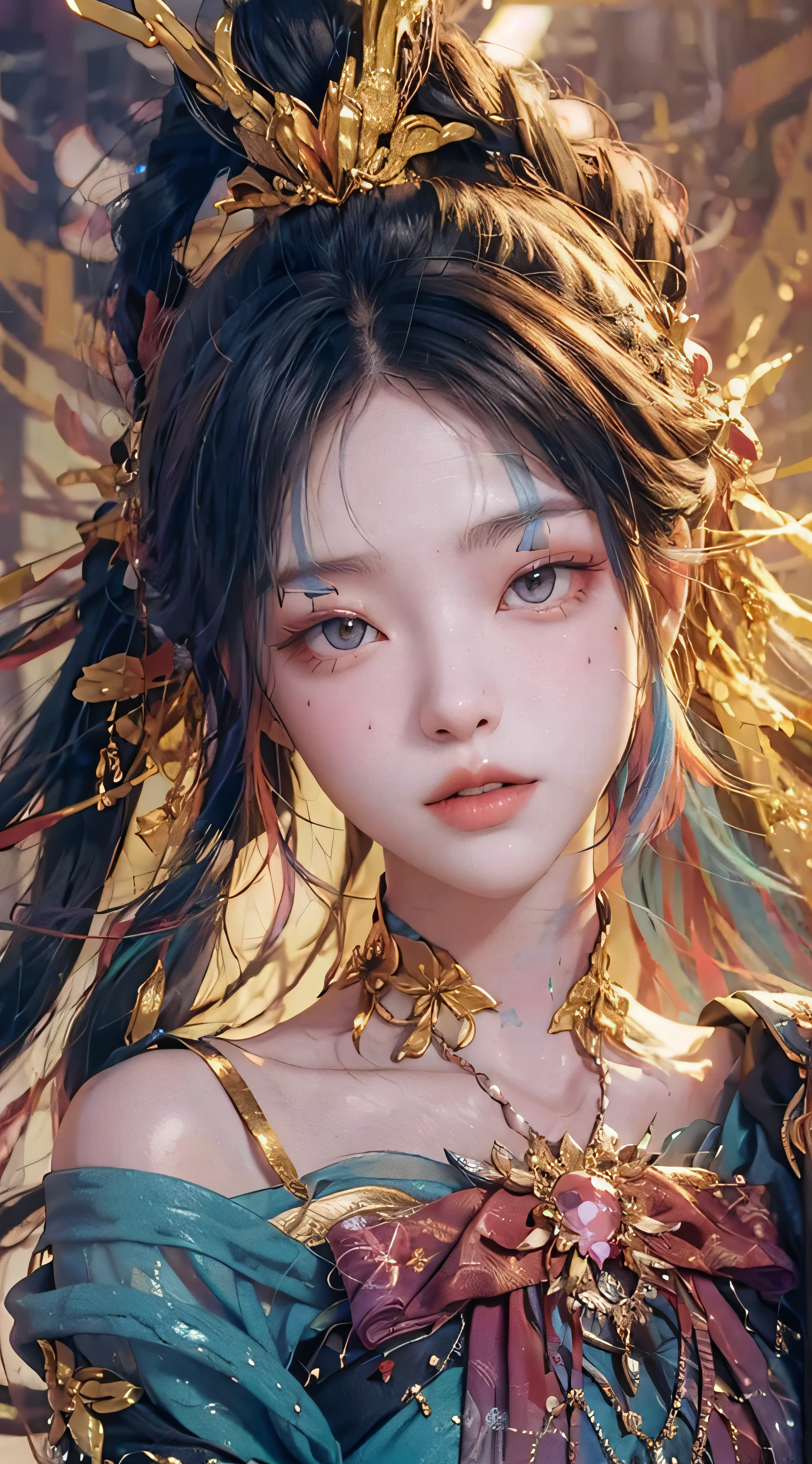 (shiny skin), (many colors:1.4),