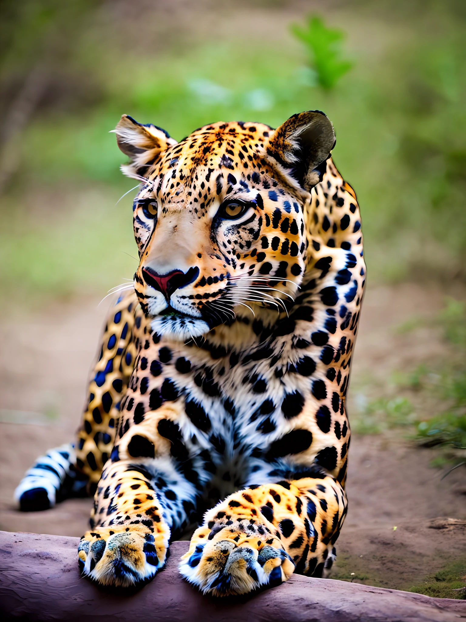 Un retrato leopardo sentado, en la sabana, Warm and sunny weather, realista, detallado, 8k, to8estilo de contraste, Discreet photography, Cinematographer, destello de lente, documental de vida silvestre, colores vivos, Sony a6600 mirrorless camera, embellecer2