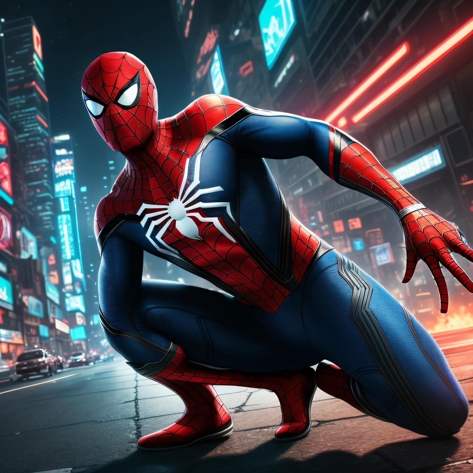 ultra realistis、Extremely high definition、Dark wind cyberpunk theme、8k resolution quality Spider-Man CG official HD wallpaper。 --auto