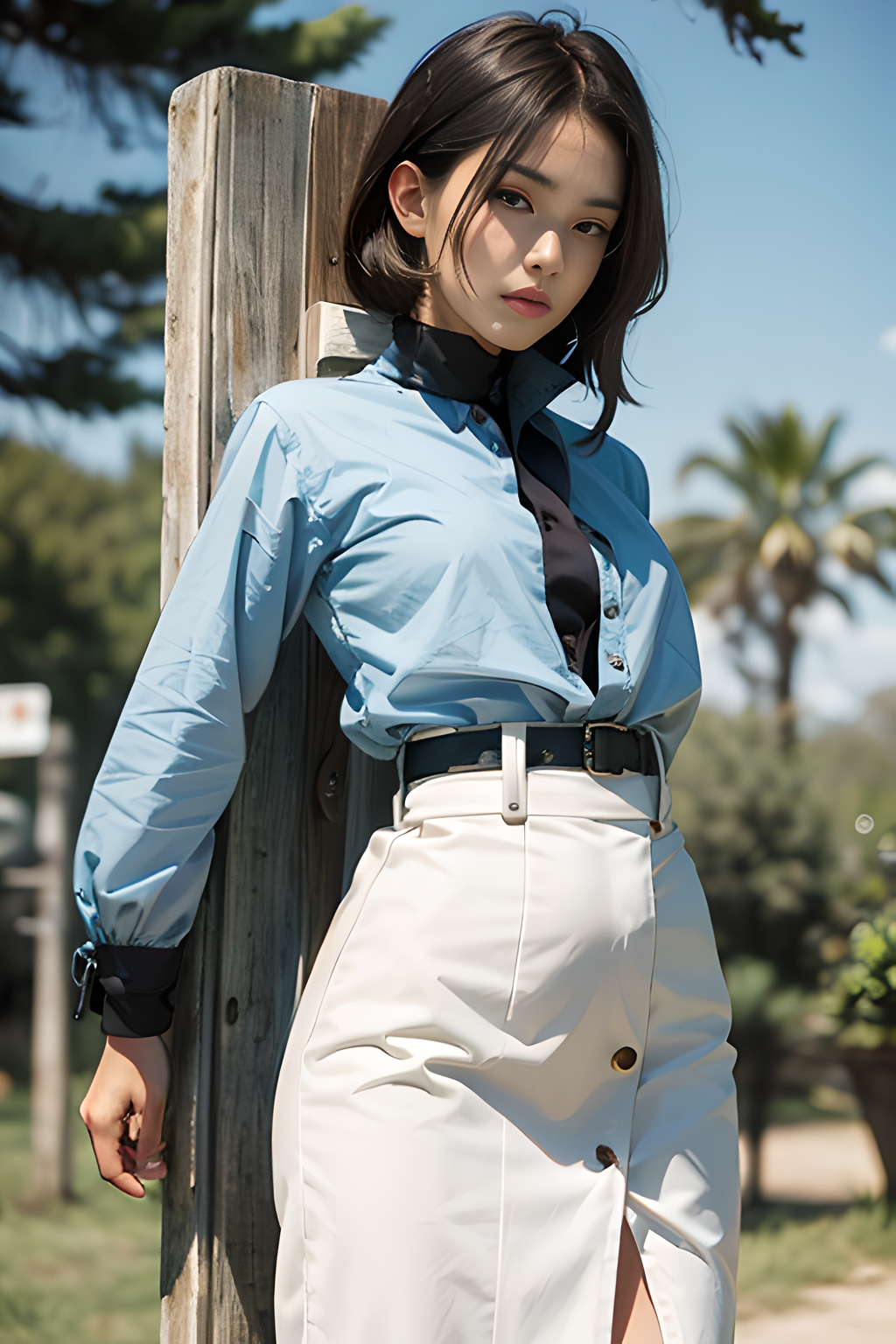 STANDING BY WOODEN POLE STANDING BY WOODEN POLE