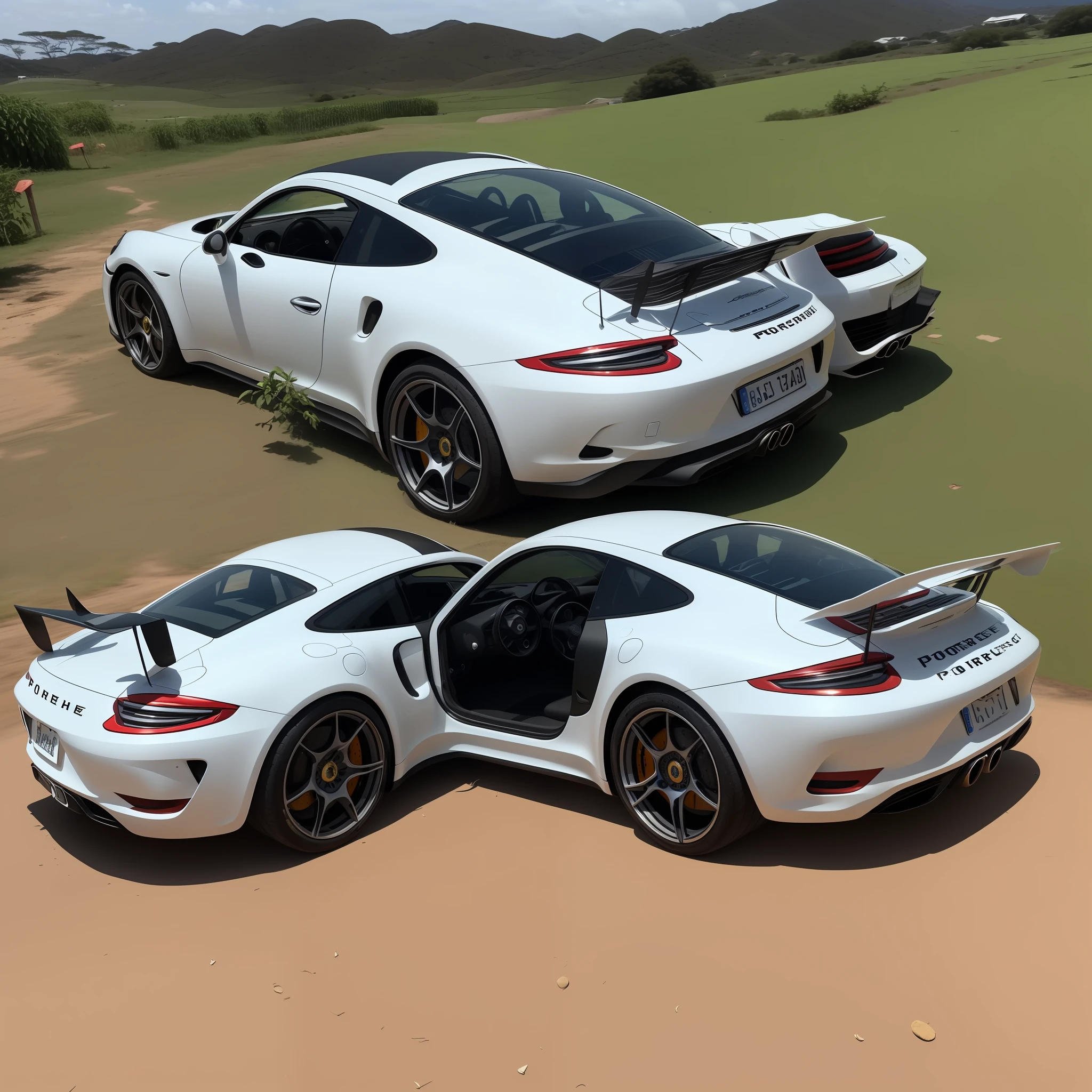 Porshe 911 carreira 2020 imagem preta e branca com granulado muito alto uma pista de bloquete com uma casa de pobre