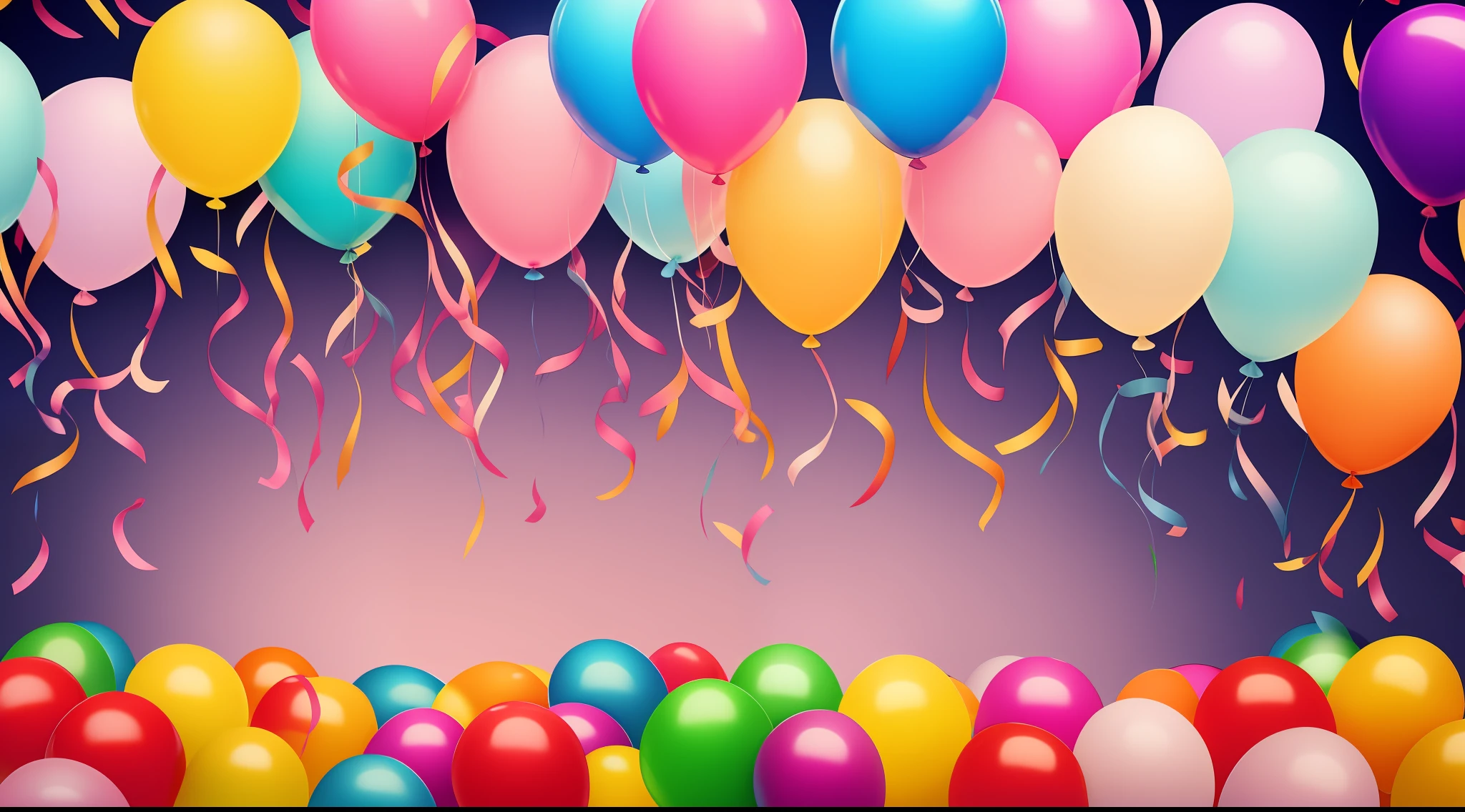 Background with balloons and birthday streamers