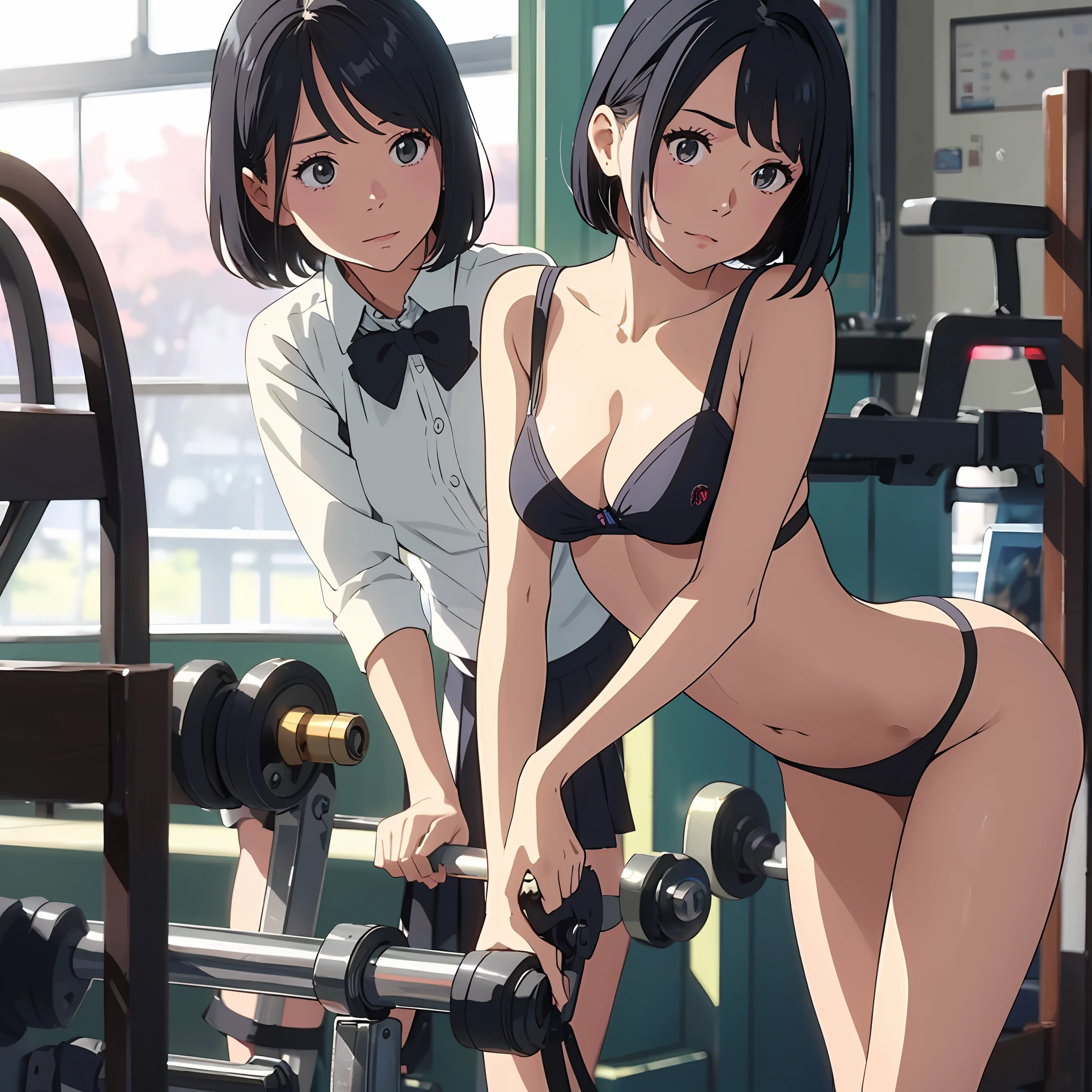 Schoolgirl、Valley Club、short-hair、Realstic、Slender、A sexy、gravure、black haired、Gymnasium --auto