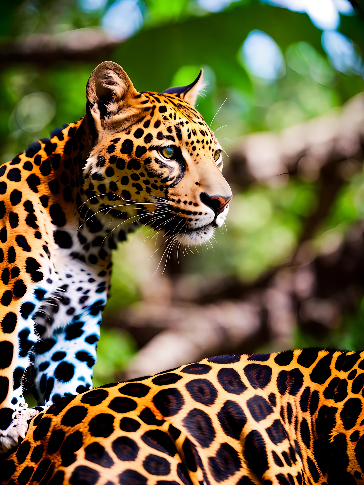 Un retrato JAGUAR sentado,  de frente, viendo de frenteen la sabana, Warm and sunny weather, realista, detallado, 8k, to8estilo de contraste, Discreet photography, Cinematographer, destello de lente, documental de vida silvestre, colores vivos, Sony a6600 mirrorless camera, embellecer2