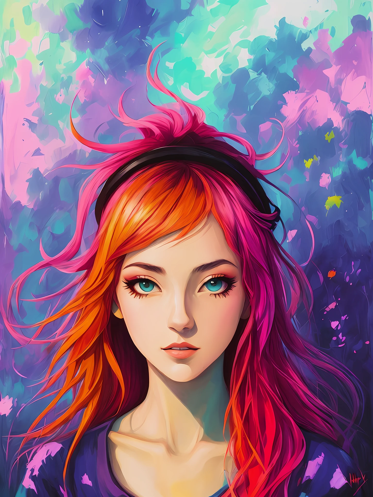 Ninja girl, artista, coisas complexas ao redor, intrincado no fundo, arte, fechar, pintura, detalhado, desenho animado, Film shooting, fantasia, low saturation, vinheta, extremely hyperaesthetic, coisas complexas ao redor