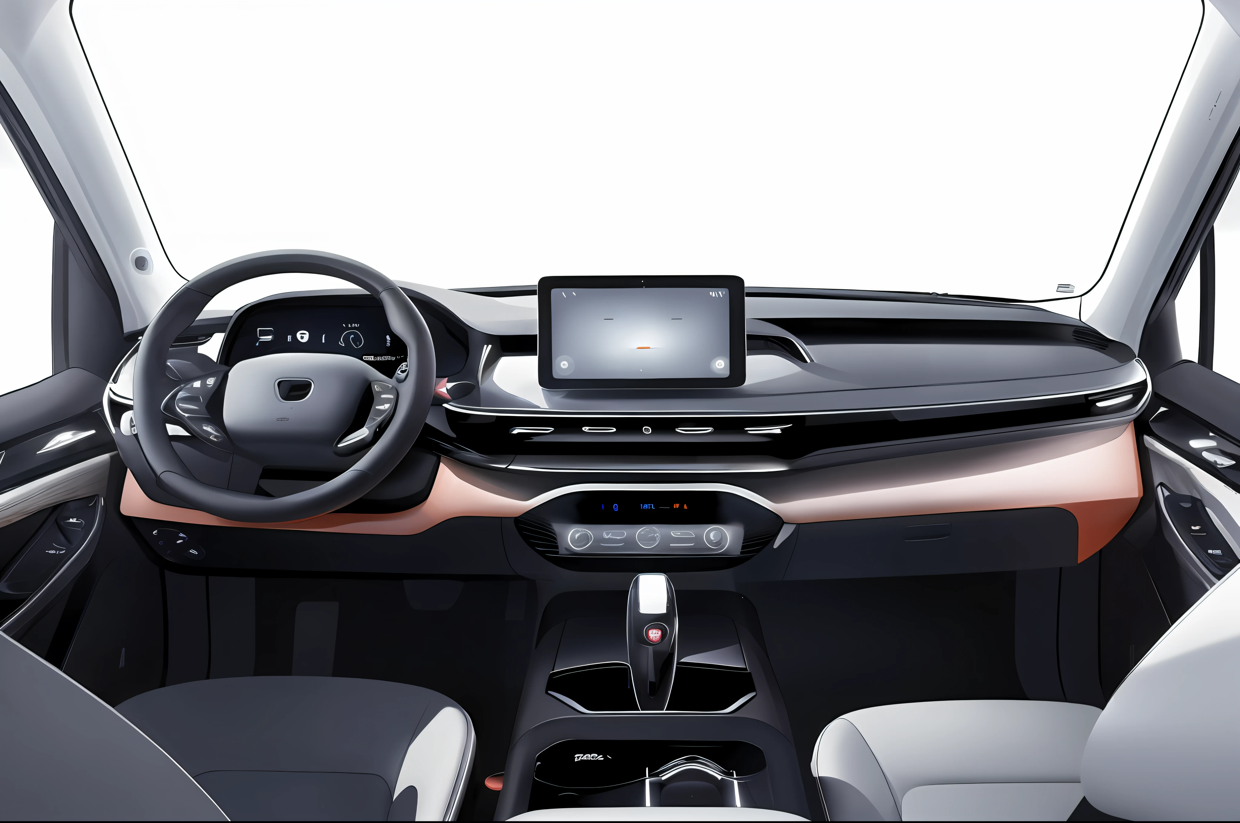 Commercial light truck interiors，(Conceptual minimalist design:1.4)，(innovative design:1.2)，Mood lights，(sense of science and technology:1.2)。