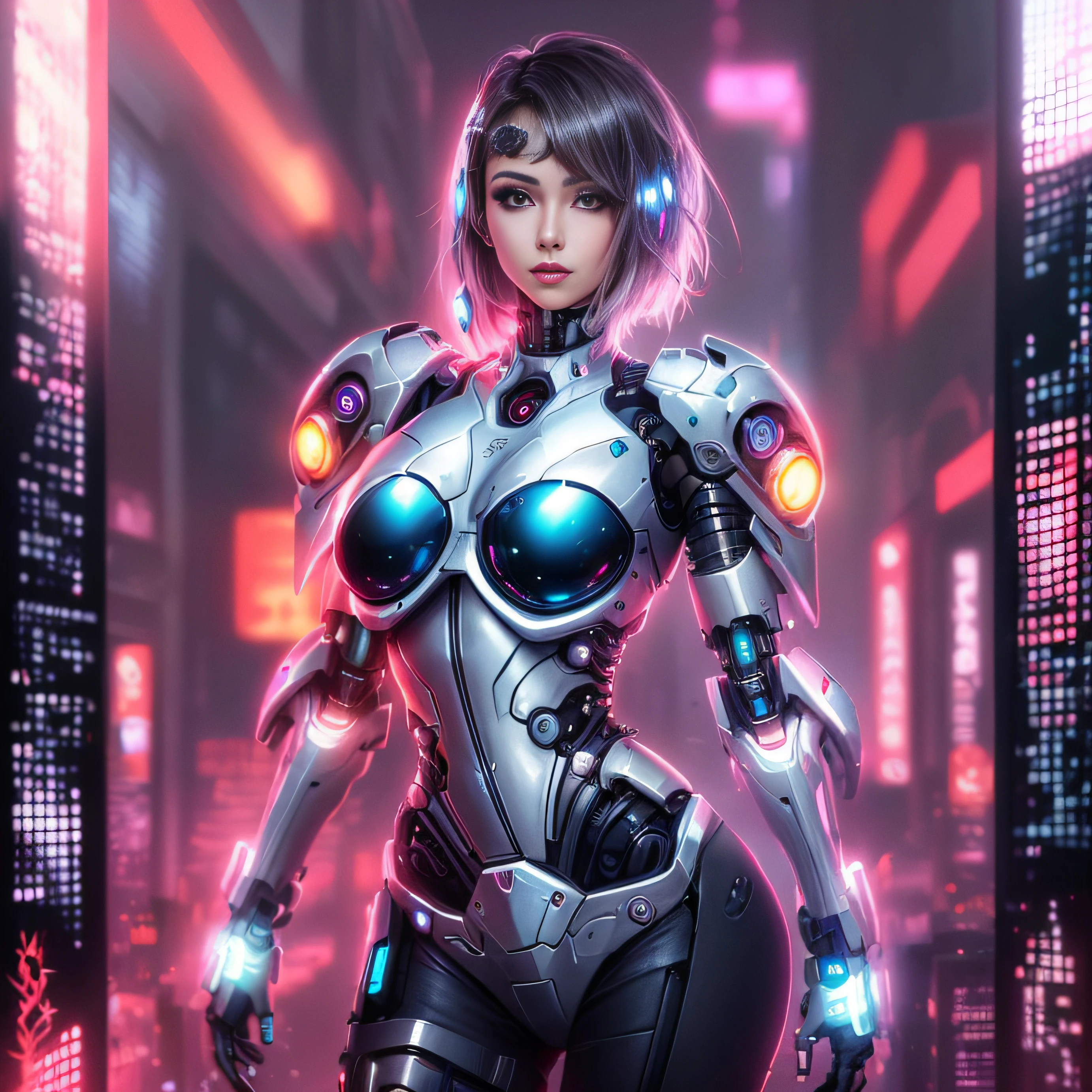 Cyber girl en una ciudad futurista con un traje futurista, linda chica cyborg, girl in mecha cyber armor, Hermosa chica cyborg, Cyberpunk anime chica mech, Chica cyborg, Arte digital cyberpunk anime, Cyborg - Chica, Chica femenina de anime cyberpunk, Digital Cyberpunk - Arte Anime, Perfecto anime cyborg mujer, Joven Cyborg, Cyborg - Chica con cabello plateado, cyborg hembra