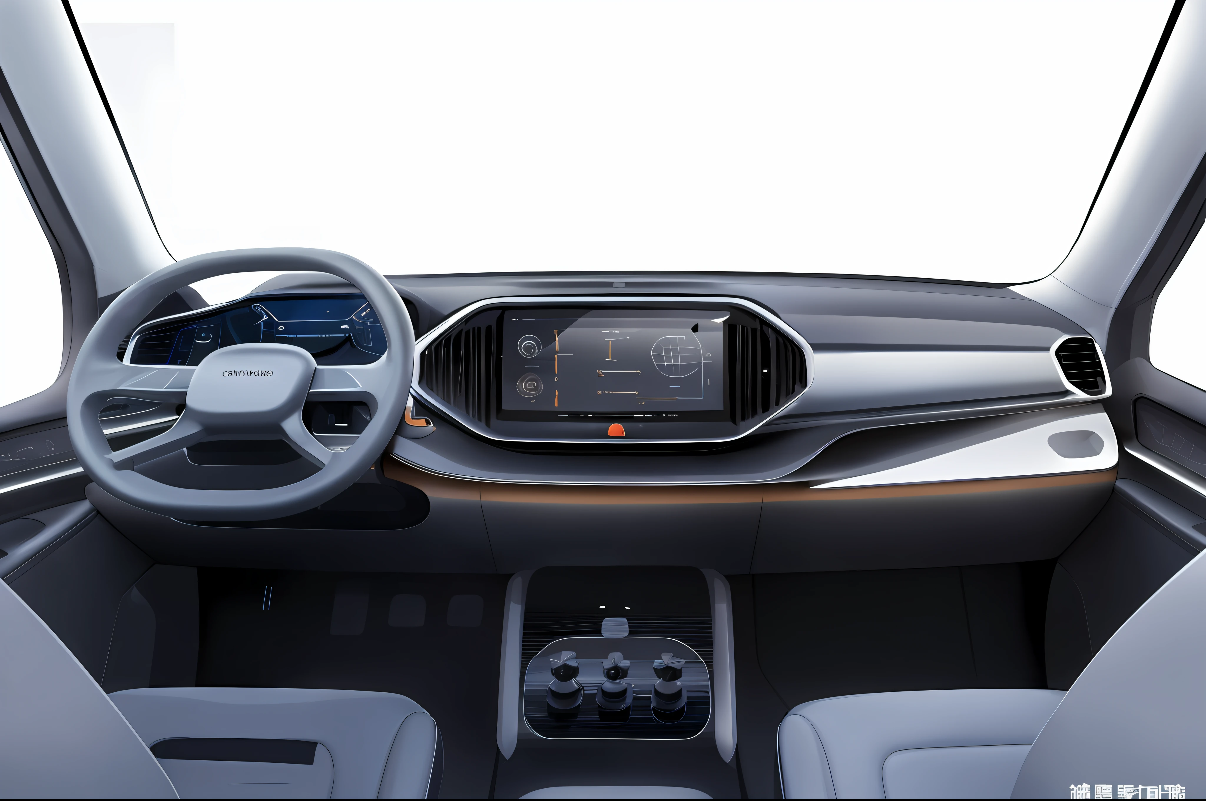 Commercial light truck interiors，(Conceptual minimalist design:1.4)，(innovative design:1.2)，Mood lights，(sense of science and technology:1.2)。