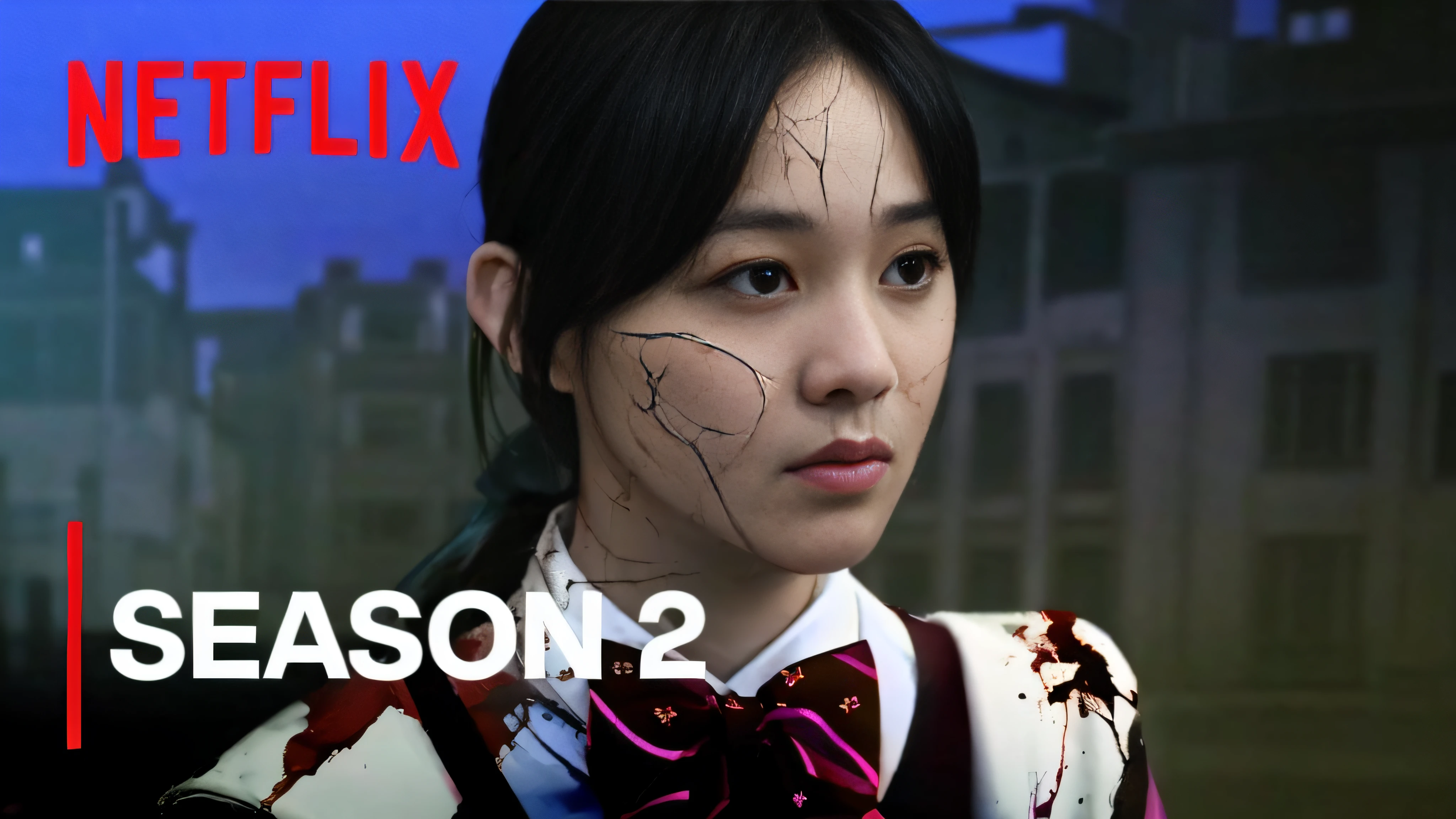 a close up of a person with a bloody face and a bow tie, spooky netflix still shot, netflix, japanese live-action movie, netflix series, iu lee ji-eun as a super villain, japanese horror movie footage, at netflix, arcane from netflix, arcane netflix, series on netflix, japanese horror, from netflix's arcane --auto