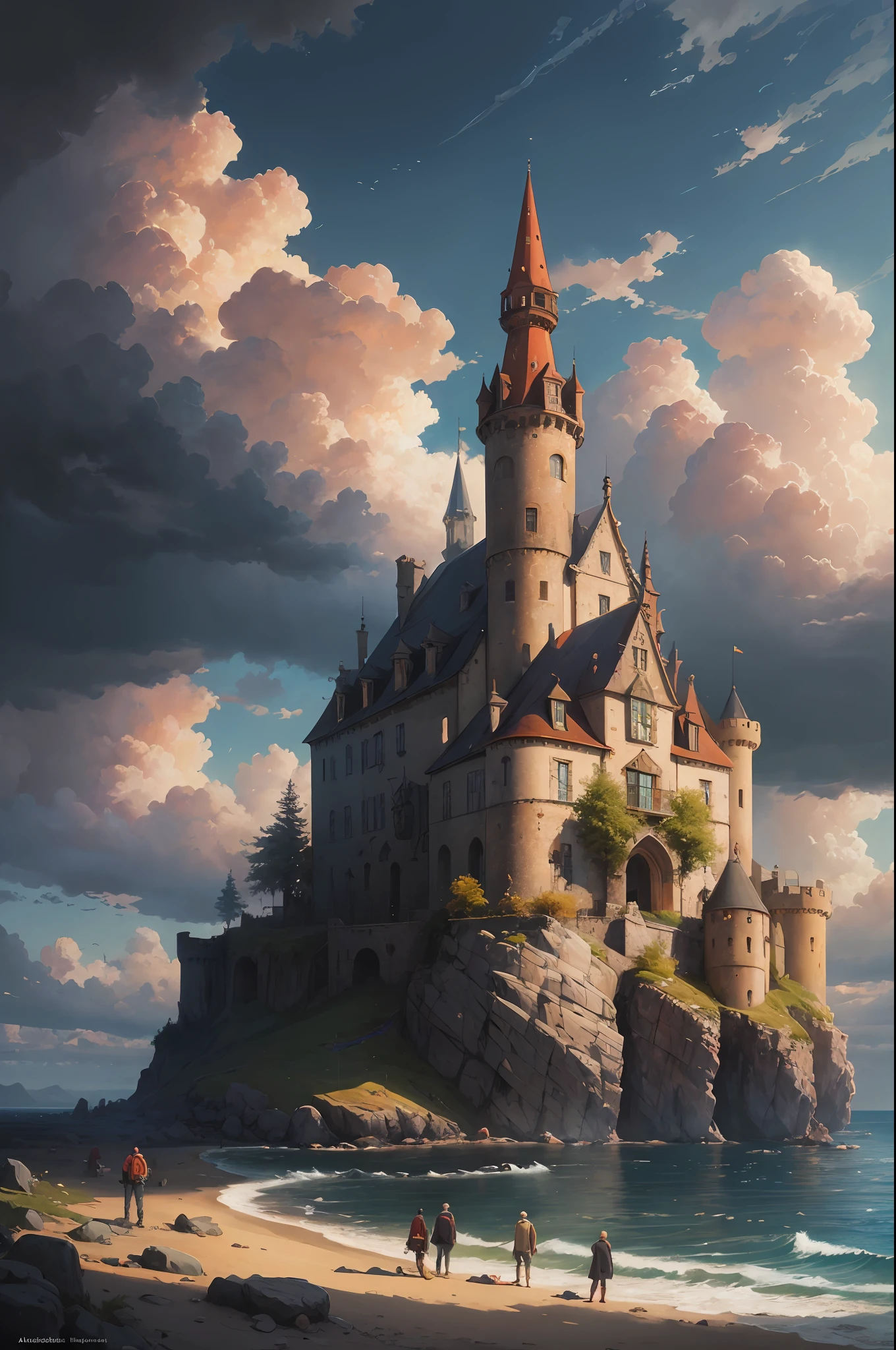 dreamlikeart absurdres highres masterpiece best quality
Alois Arnegger Antoine Blanchard
town castle forest sea sky clouds