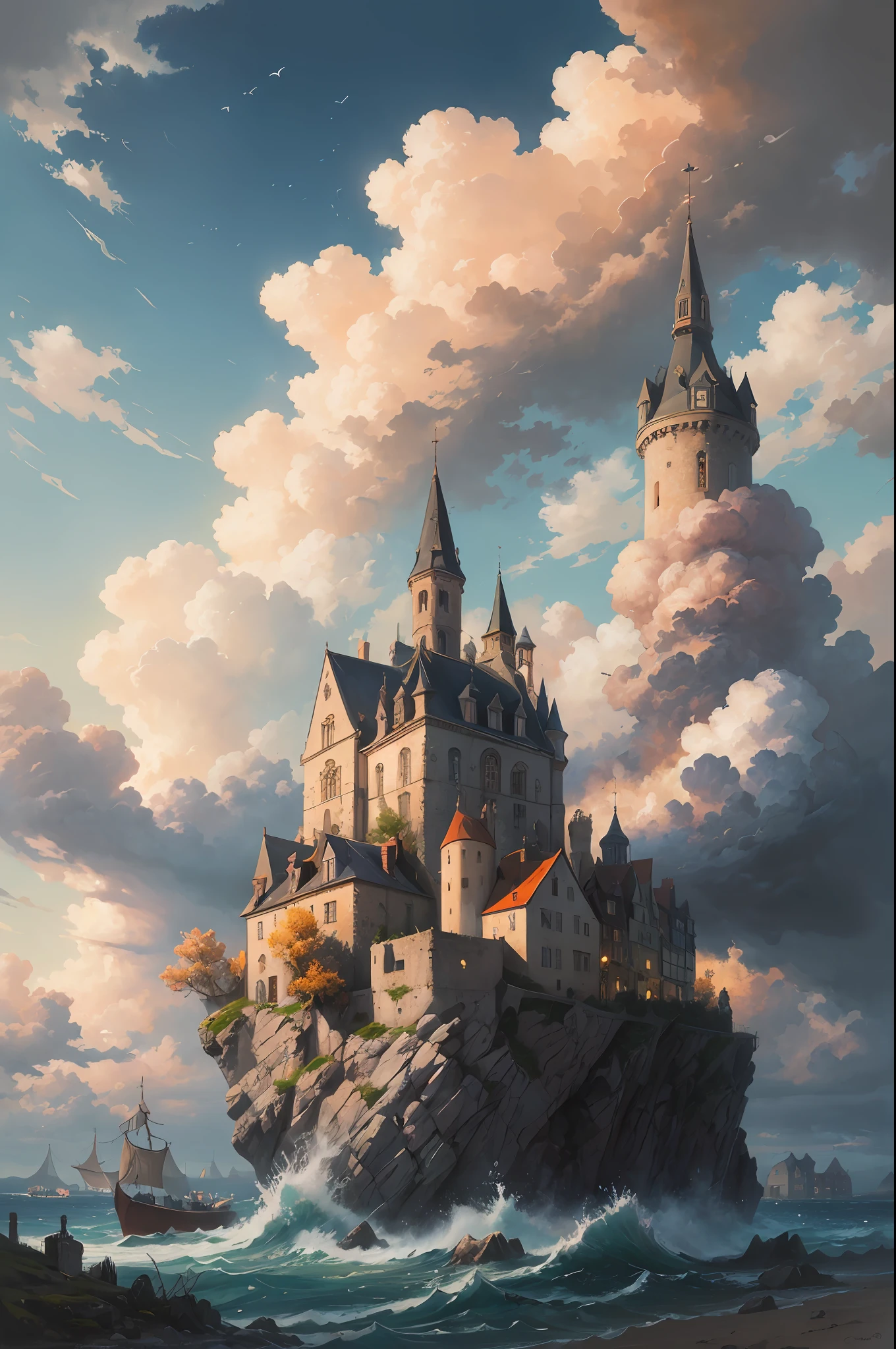 dreamlikeart absurdres highres masterpiece best quality
Alois Arnegger Antoine Blanchard
town castle forest sea sky clouds