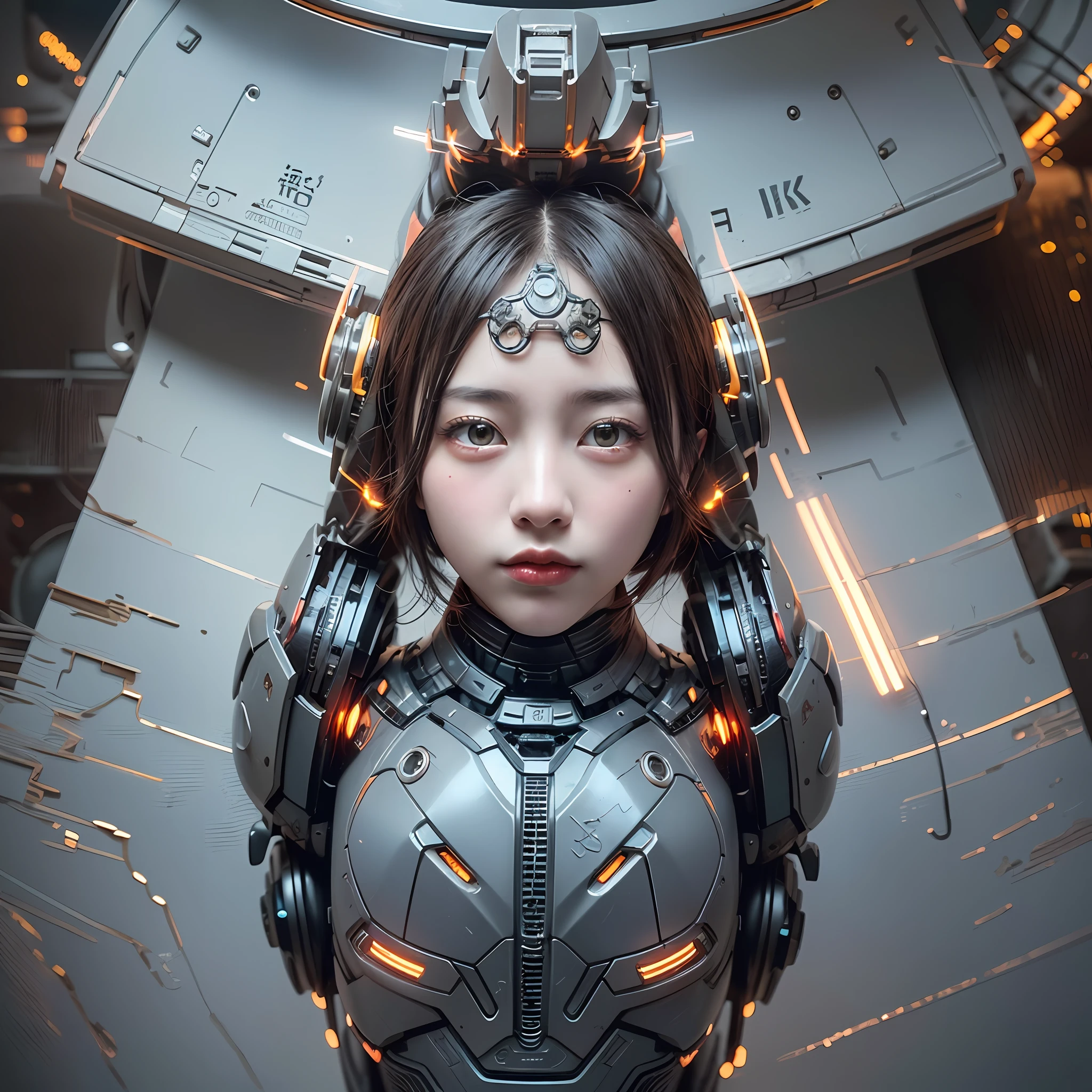 Cute girls as Doom Slayer、realistic scifi cyberpunk power armor robot、Close-up portrait cinematic、8K、FS、((with intricate details、hyper detailed))、(back lighting:1.3)、(Cinematic:1.3)、(Art Station:1.3)、full full body