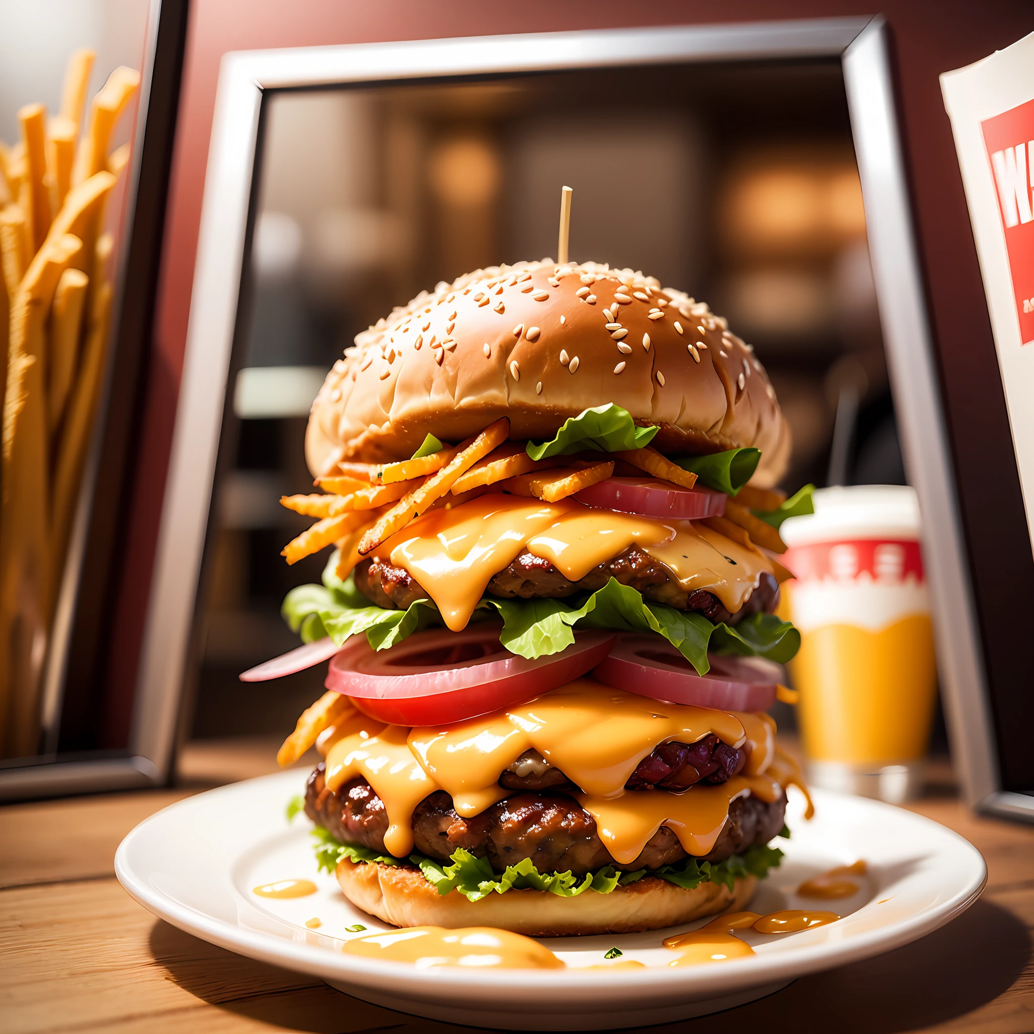 x-burger with bacon cheese accompanied by a portion of french fries --auto