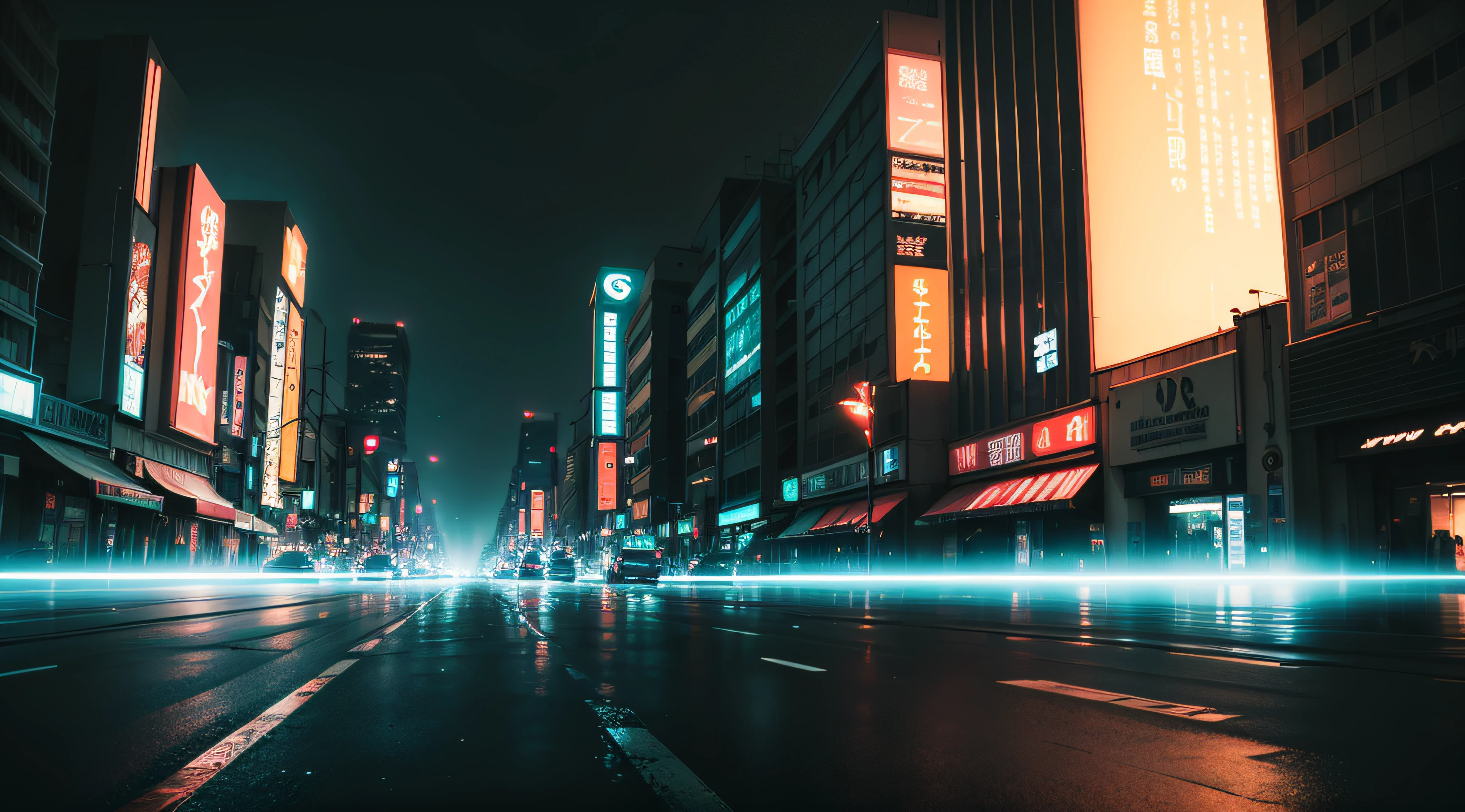 japanese, city, apocalypse, cinematographic light, neon, background, empty city, realist --auto