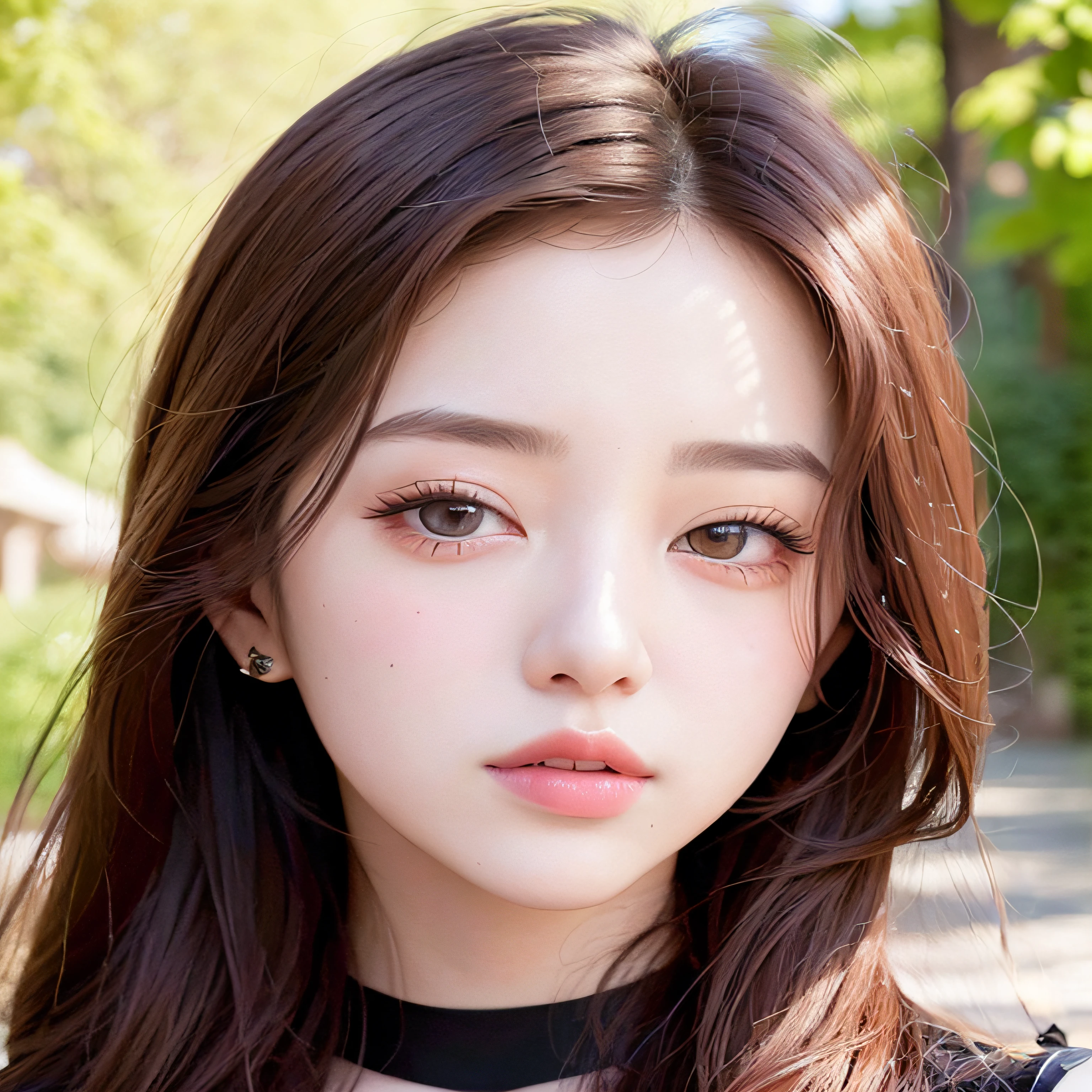hermosa chica, bajo el sol, mejor iluminacion , ojos morados, hermosa, obra maestra, 16k.