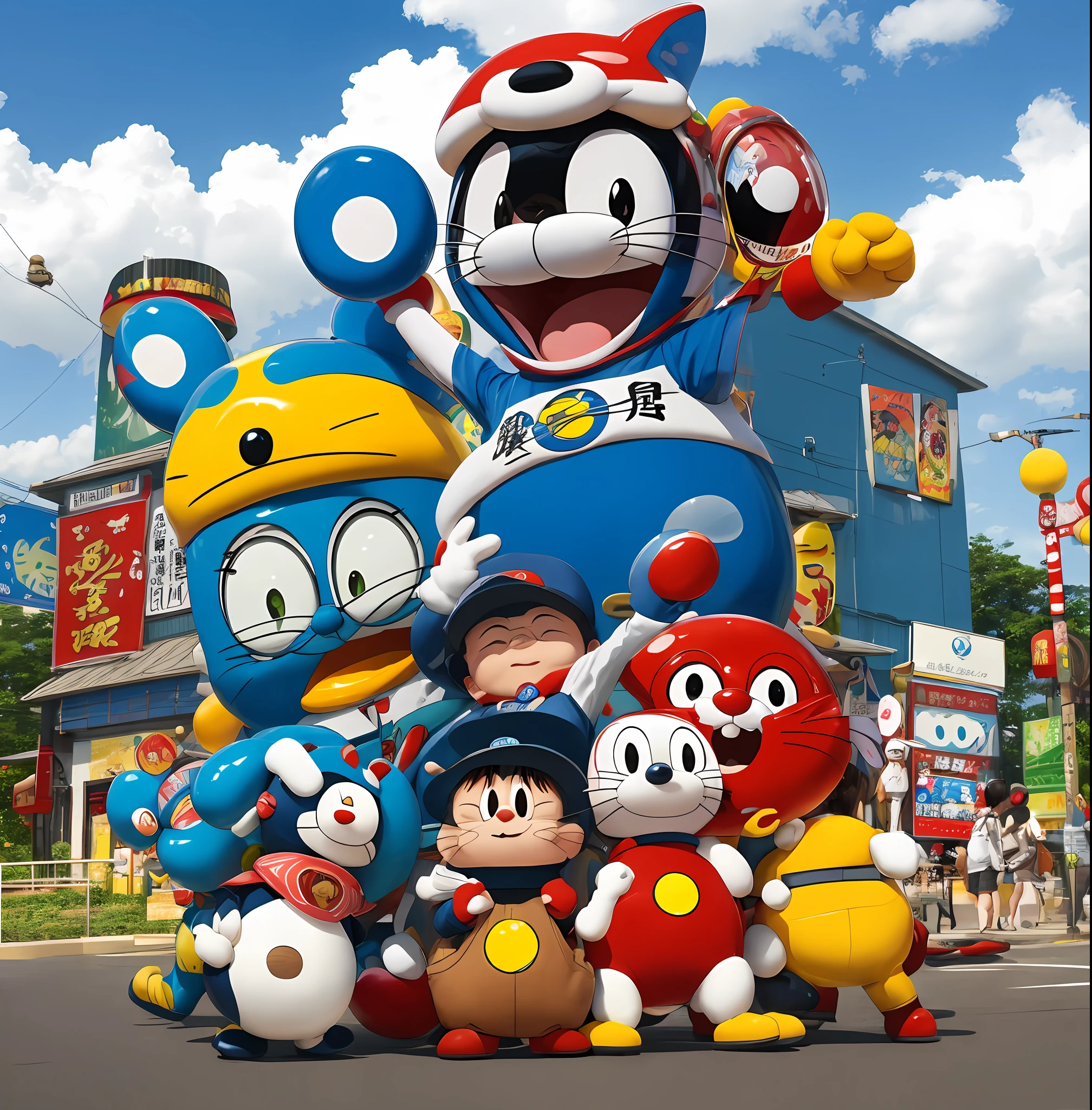 Doradora, Doraemon, japanese mascot, by Murakami Chemical, by Murakami, by Akira Toriyama, by Central Plains Nantianfang, by Gusukuma Seihou, Ekletz Katun, senko-san --auto