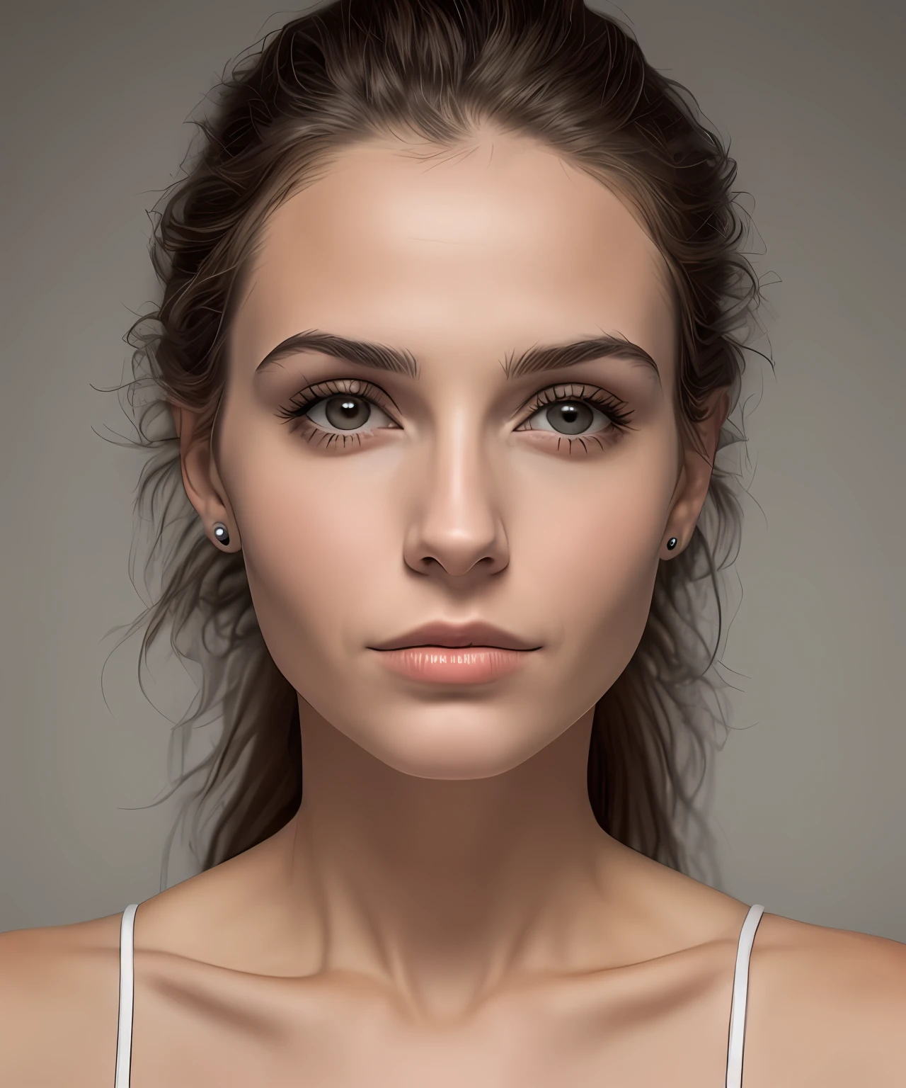 Mulher com o rosto natural, expression lines, pouca maquiagem, loira, rosto realista