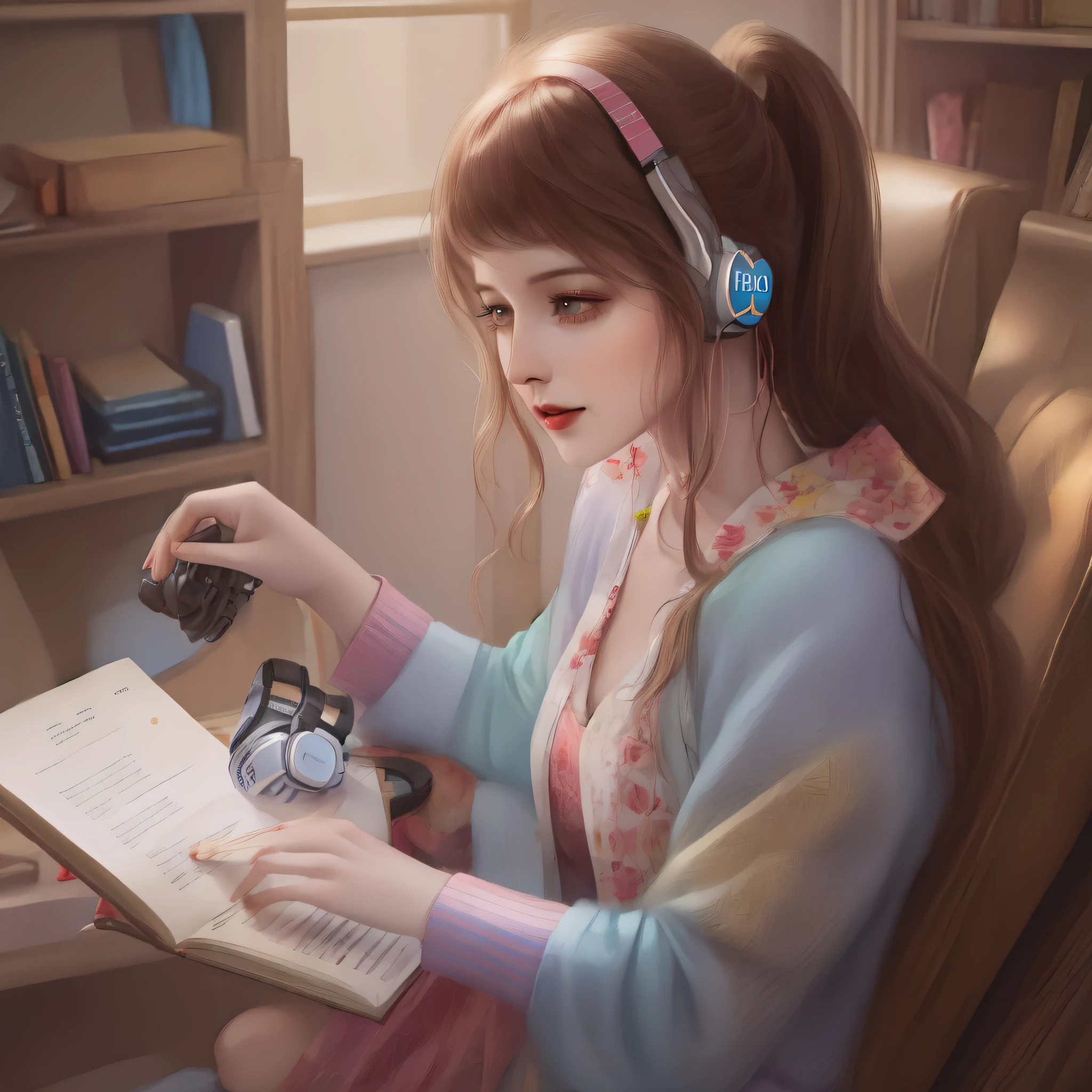 Girl wearing headphones