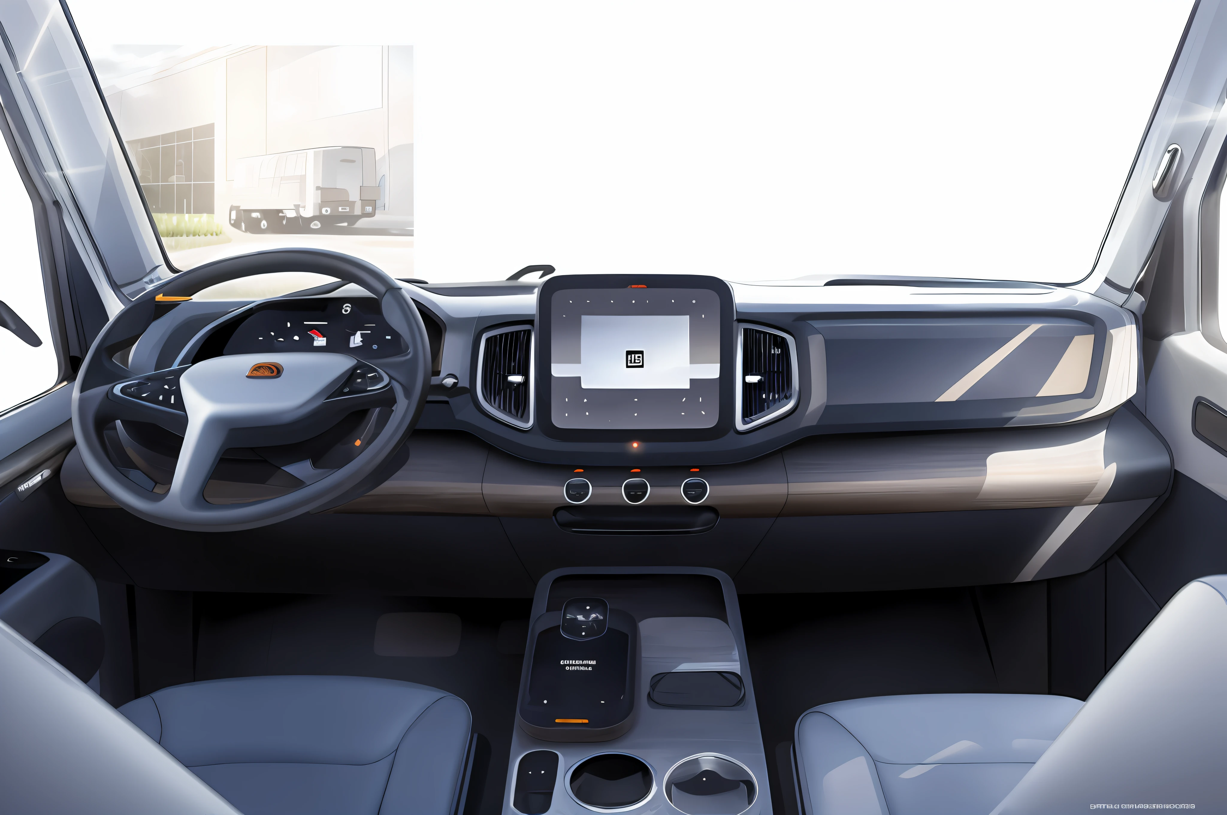 Commercial light truck interiors,Conceptual minimalist design,innovative design,