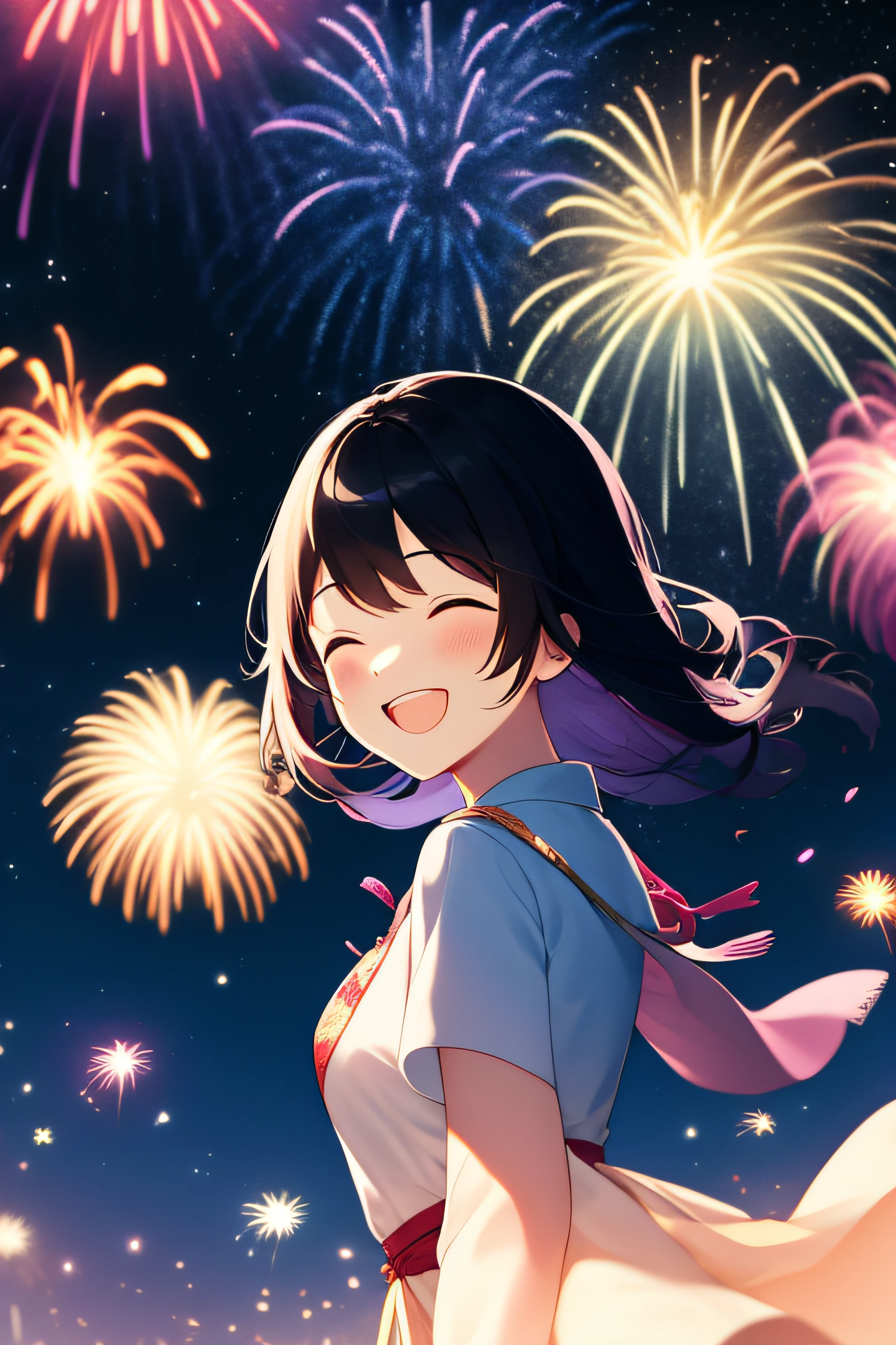 A big smile、Beautiful night sky、Milky Way Galaxy、firework、Fantastical、koi、Lovers、joy、glad