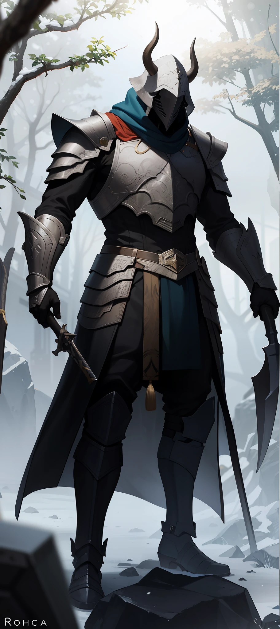 Kingdom of the Ebony Mountains:
The warriors of this realm are known for their strength and determination. They wear heavy armor made of ebony, a tough, dark material. Their clothes are ornamented with silver details, representing the rocks and mineral veins of the mountains. They wear imposing helmets with carved horns and carry battle axes of tempered steel. Sturdy boots and wolfskin capes complete his look, providing protection from the cold and snow of the high mountains. Obra-prima, melhor qualidade, alta qualidade, highres: 1.4), detalhado, extremamente detalhado, soft ambient lighting, 4K, desfocado, fundo desfocado, profundidade de campo, bokeh, DOF, fog, bloom
Ao ar livre, (Natureza, floresta de fantasia:1.2), (Rochas:1.2), ensolarado, luz solar, raio de sol, terreno extremo, luz solar fraca, aldeia,