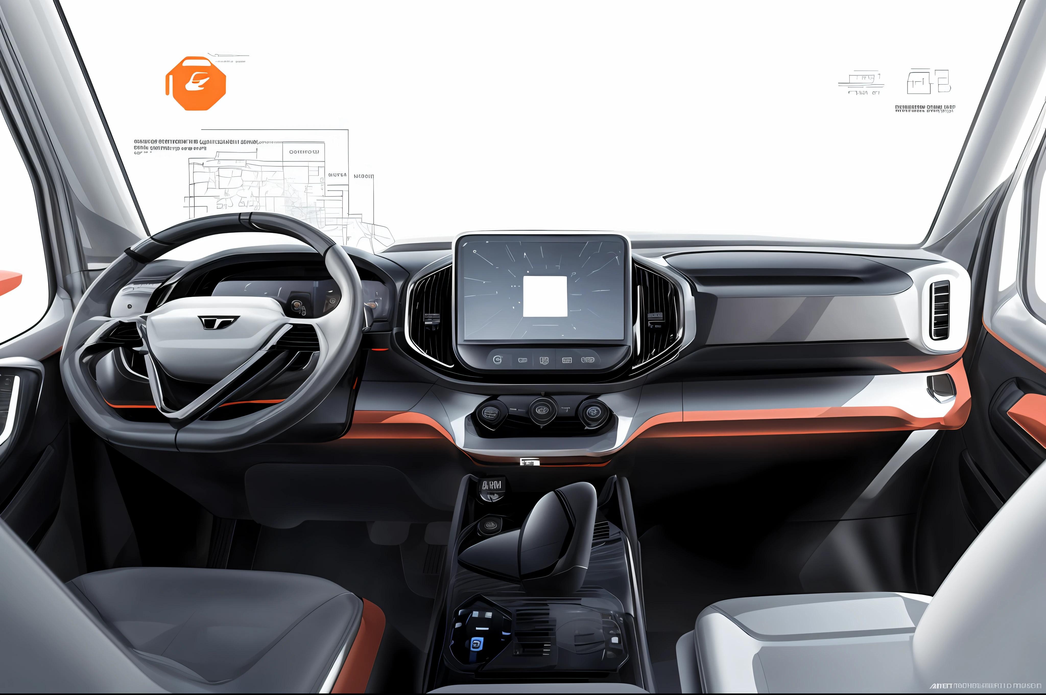 Commercial light truck interiors,(Conceptual minimalist design:1.4),(innovative design:1.2),Mood lights,(sense of science and technology:1.2)。