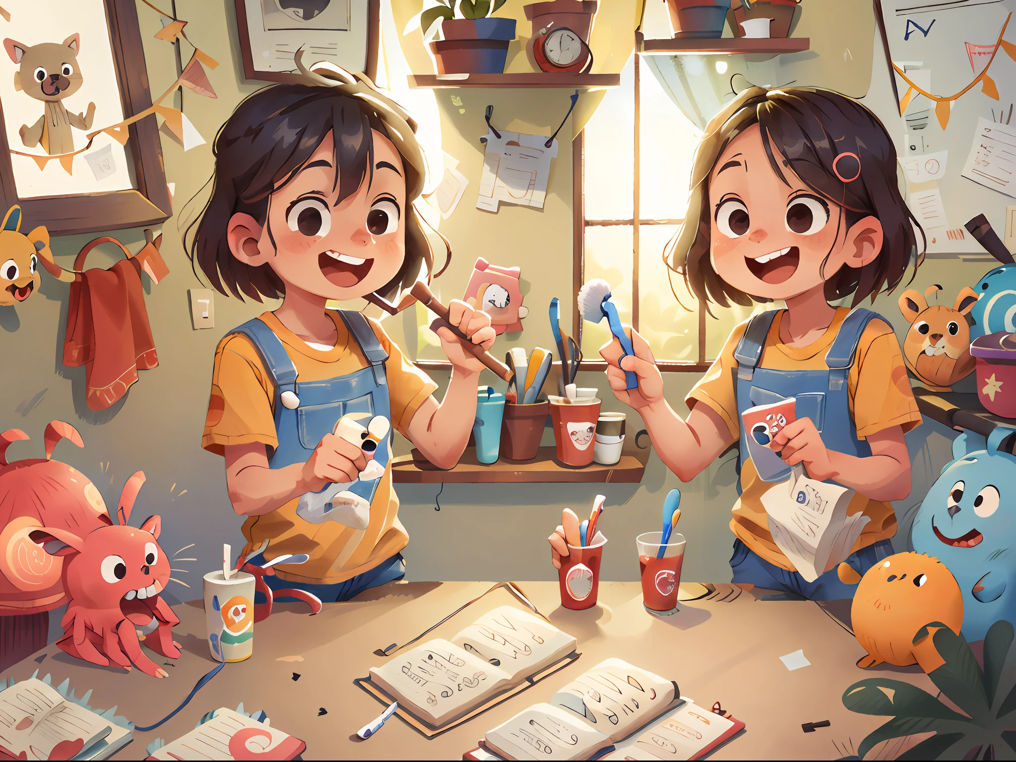 Every morning, the "Pillipillias" woke up very early and, with a smile on their faces, headed to the bathroom to brush their teeth. They knew that oral hygiene was important to have strong, healthy teeth.