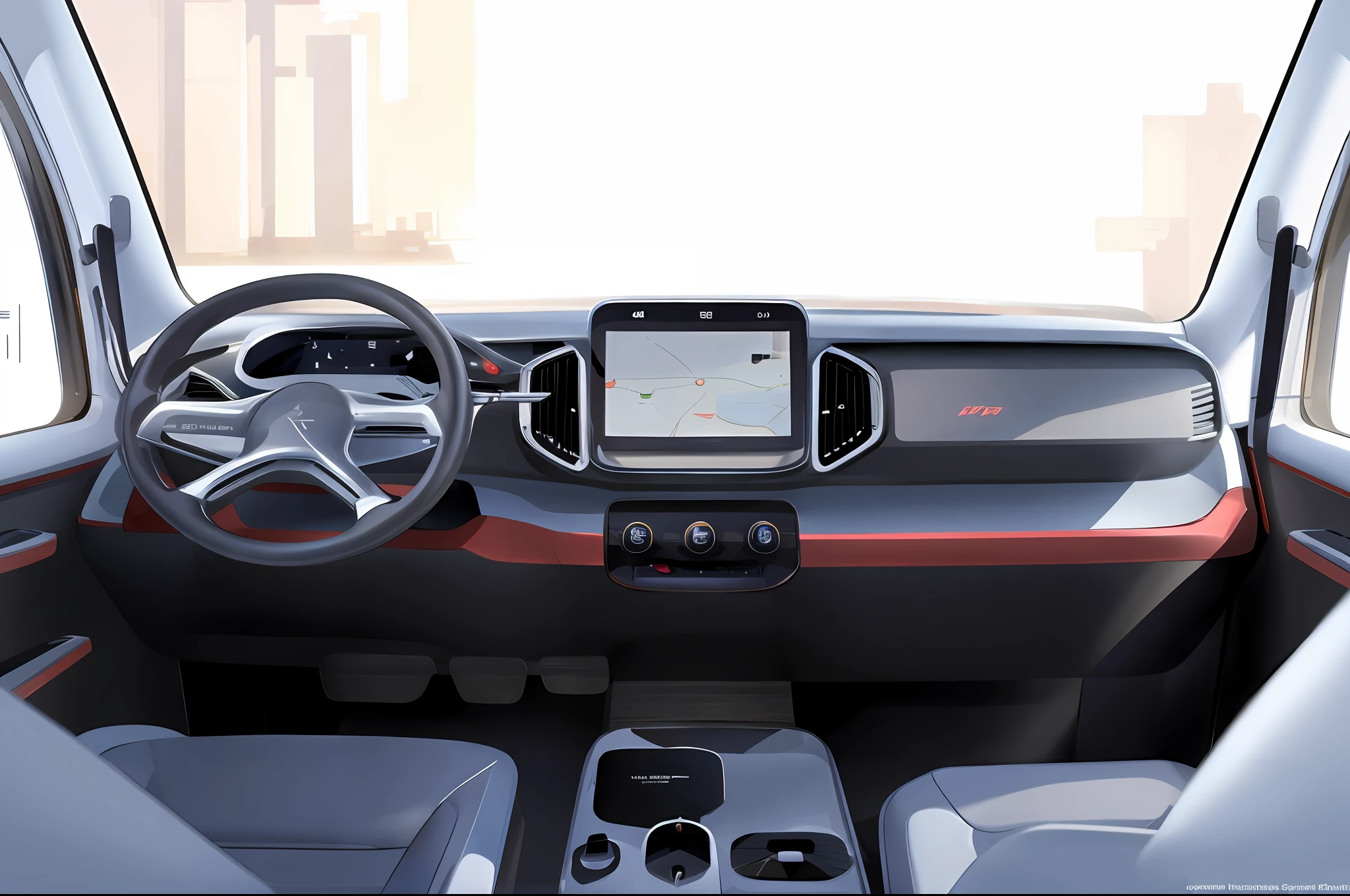 Commercial light truck interiors,Conceptual minimalist design,innovative design,