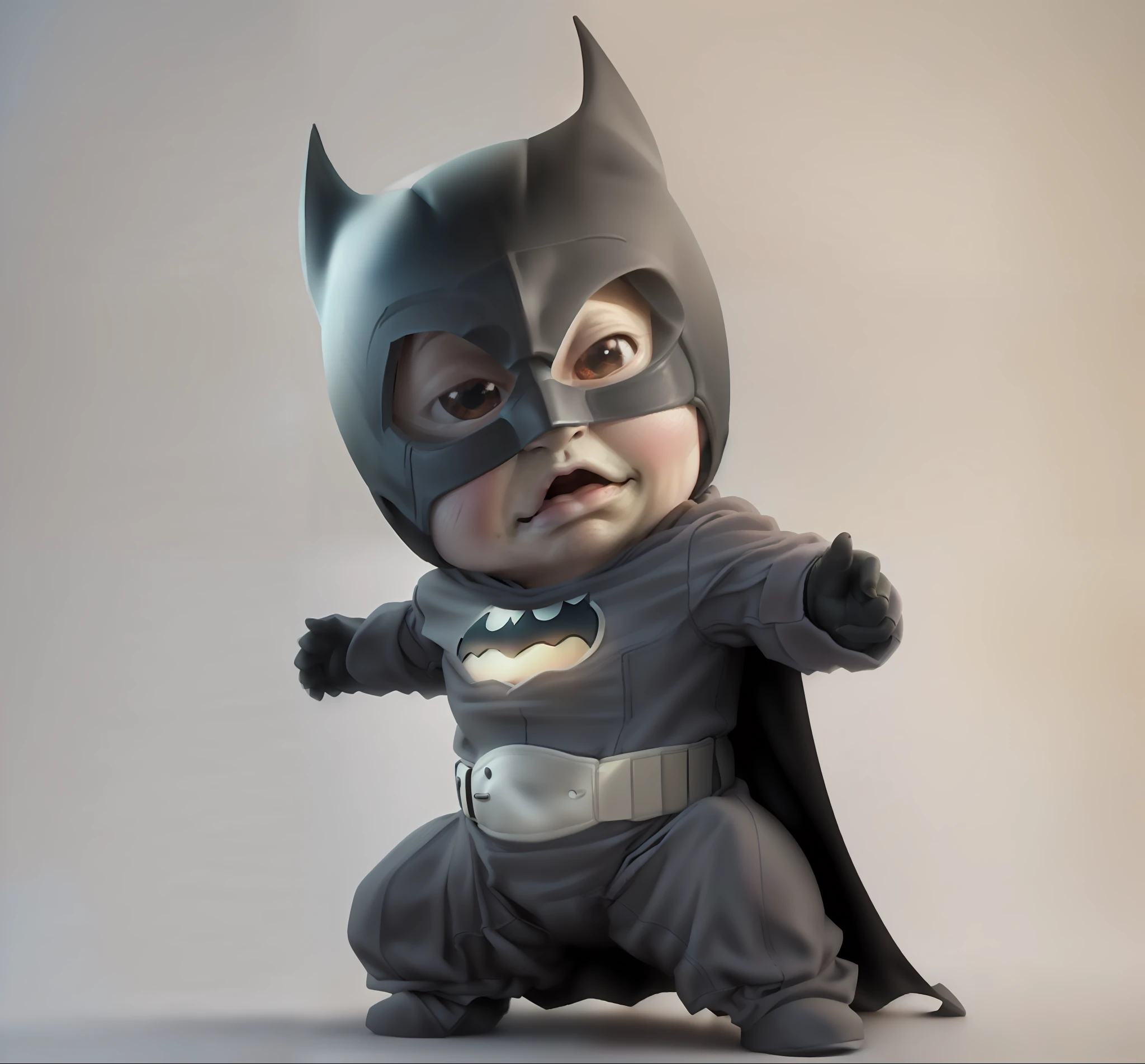 a close up of a dressed as batman in a costume, Batman irritado, bonito 3 d render, Batman, Batman Gordo, painting digital adorable, Do filme Batman, Anigirl Batman, Danny DeVito como Batman, 3 d desenho animado, Ryan Renolds como Batman, pixar renderman render, Pixar. Octane render, design de personagem bonito Pixar, fofo! c4d,16k