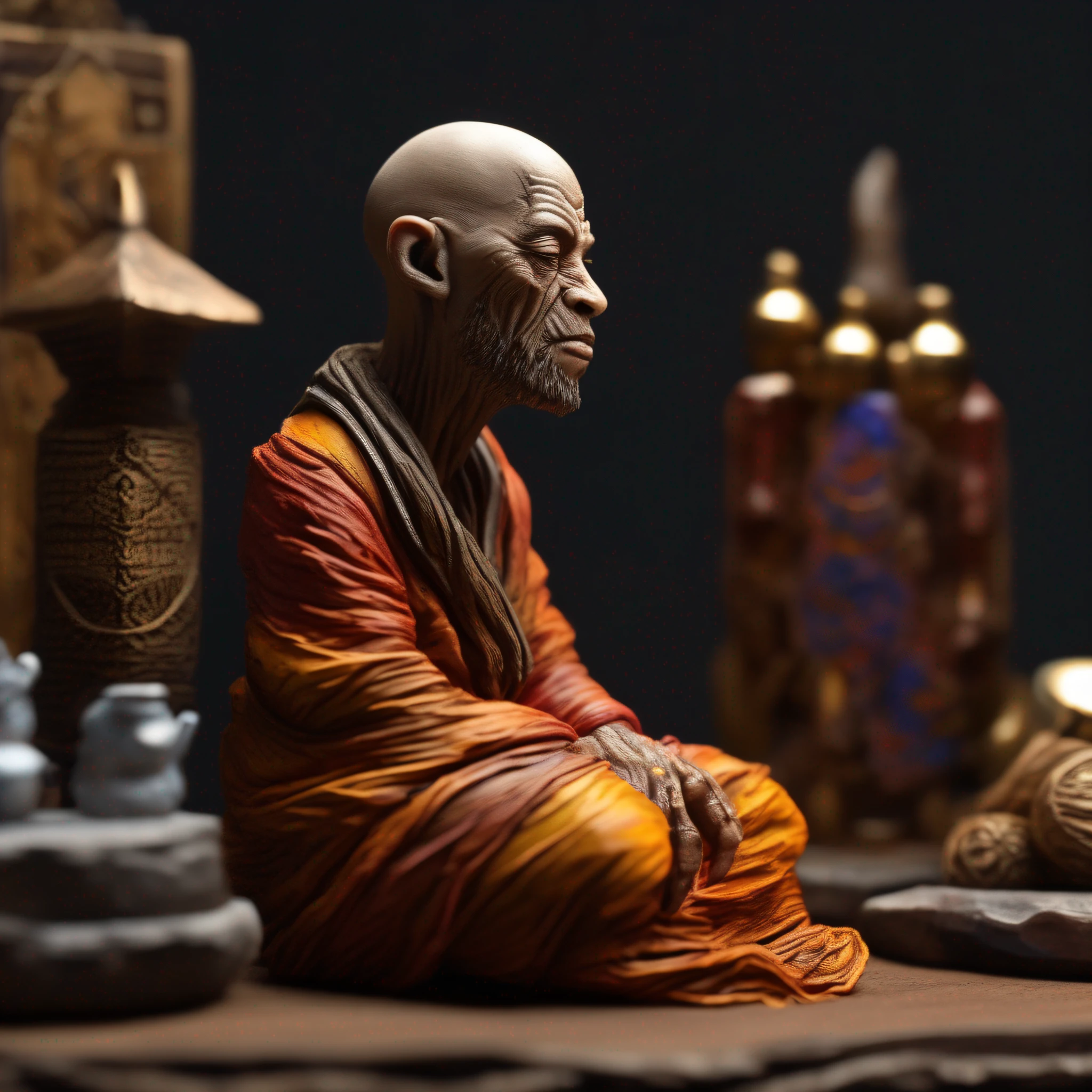 "Witness the wisdom and serenity of an ultra-realistic monk in ultra-definition! In this amazing miniature, mergulhe no mundo de um homem velho e iluminado, Wrapped in powerful and strong colors that bring every detail to life. Seus olhos profundos e tranquilos transmitem uma sabedoria atemporal, while every wrinkle and line of his face tells a unique story. Feel the inspiration and peace emanating from this monk as he meditates in silence. Clique agora e permita-se ser envolvido por esta aura de calma e tranquilidade!"