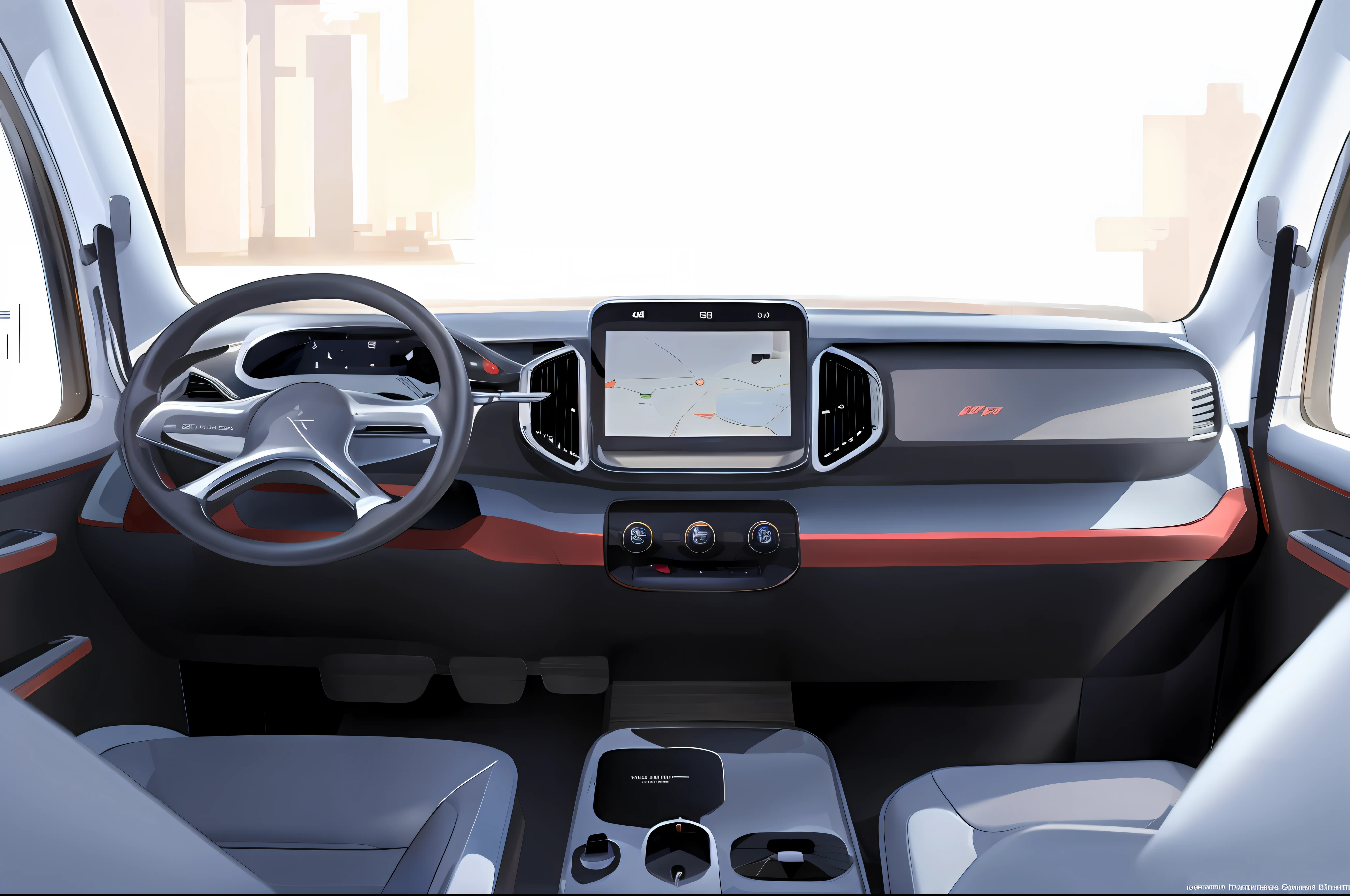Commercial light truck interiors,Conceptual minimalist design,innovative design,