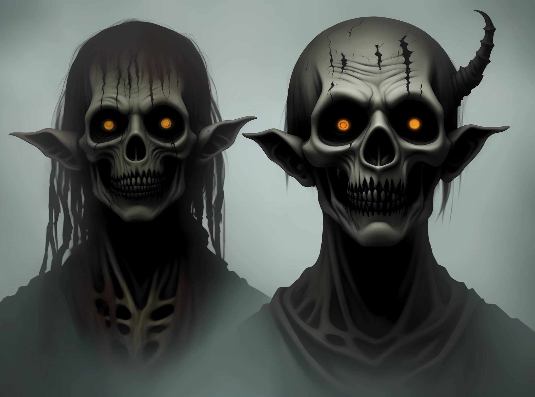Retrato de um Duende, rosto de goblin assustador, arte conceitual escura fotorrealista, ainda de filme de terror, arte assustadora, arte de terror de fantasia, Personagem sombrio e sinistro, arte de fantasia de terror, arte goblin, arte de terror de fantasia sombria