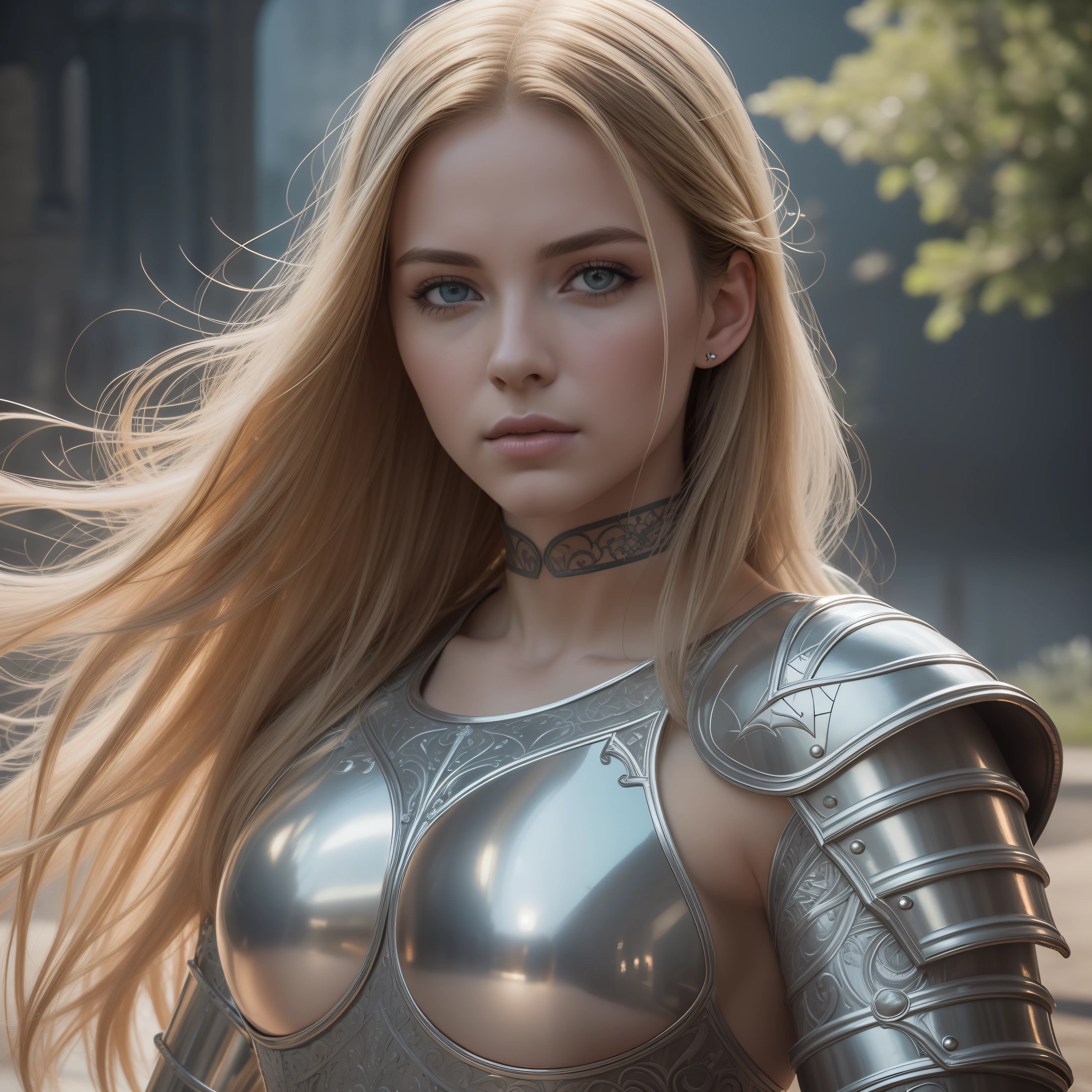 (masterpiece), (extremely intricate:1.3), (realistic), portrait of a girl, the most beautiful in the world, (medieval armor), metal reflections, upper body, outdoors, intense sunlight, far away castle, professional photograph of a stunning woman detailed, sharp focus, dramatic, award winning, cinematic lighting, octane render, unreal engine, volumetrics dtx