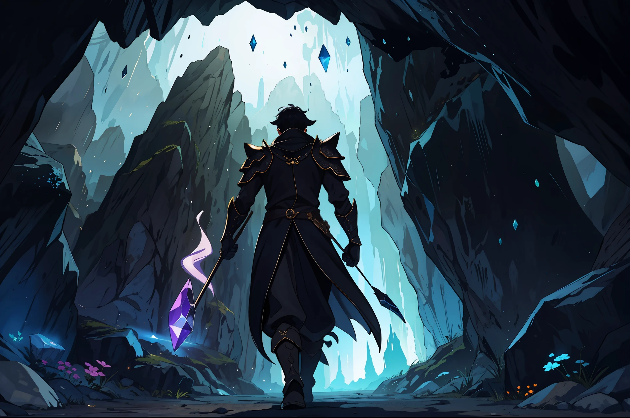 Deep Cave Realm:
The soldiers of this kingdom are adapted to the dark and subterranean environment. They wear armor made from glowing ores, which reflect light from torches and crystals in caves. Her garments are dark and textured, with deep purple accents, representing the gems found in the depths. To move easily through the narrow passageways, they wear silent boots and sturdy gloves, as well as dark cloaks that help them blend in with the shadows. Obra-prima, melhor qualidade, paisagem de fantasia, (alta fantasia:1.3), reino nas nuvens