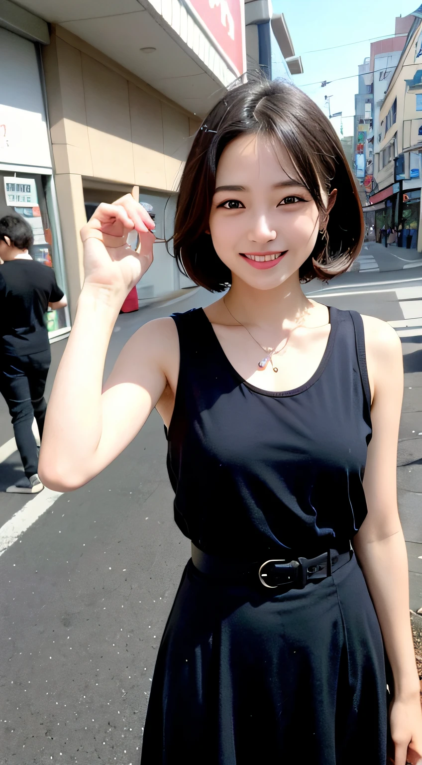 bob cuts、Cute age girl、AKB48 Team TP、AKB48 、(A masterpie、best qulaity:1.2)、ultra-highres、(photorealestic:1.4)、Detailed skin、cinematic lighting、friendly、intelligent、Get carried away by the conversation、Happiness、cordial、Energetic and、Cheerful and、Be creative、Glittering eyes and infectious smile、In the street、upper-body、full full body