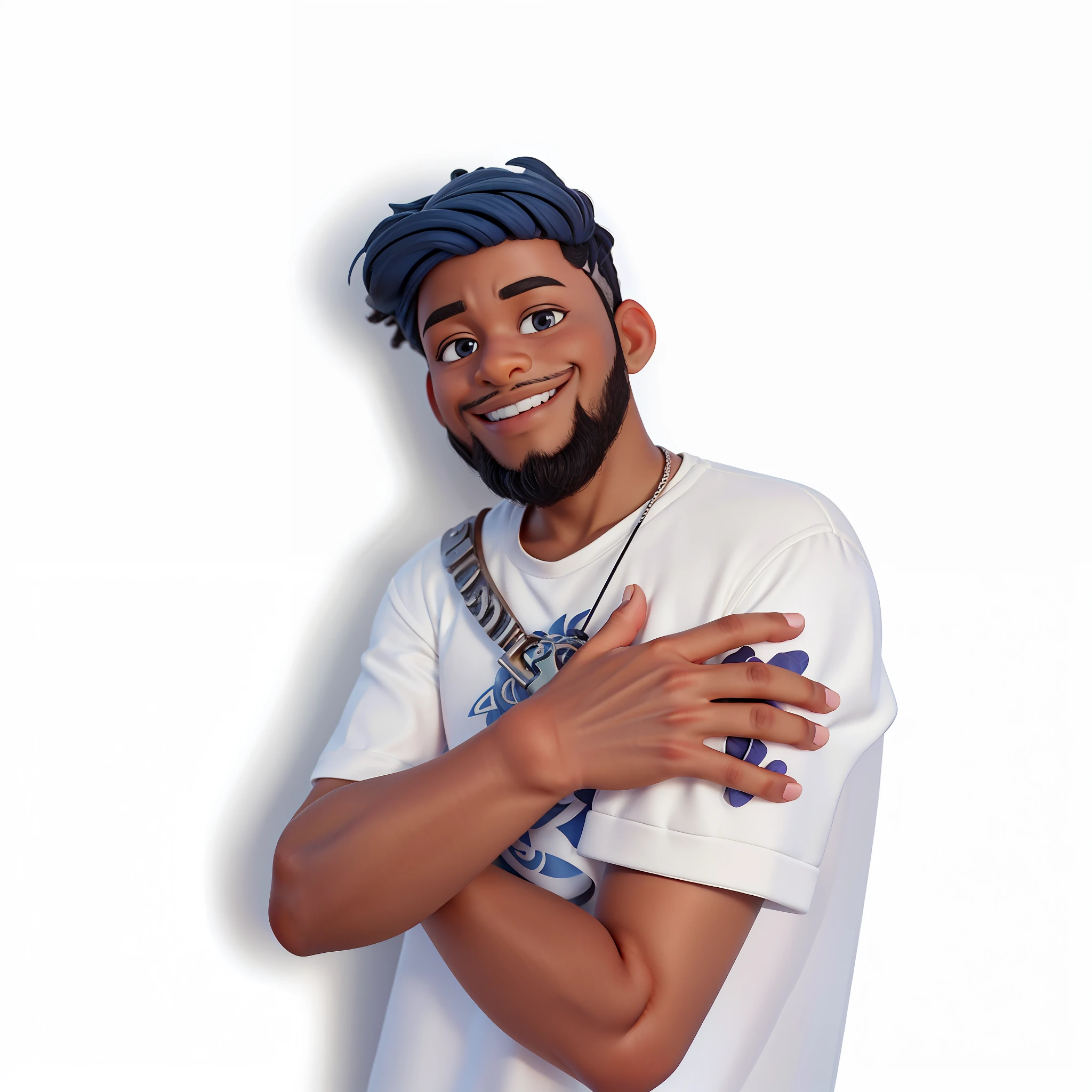 3D cartoon character holding a small umbrella, on a city street, black boy, (detailed facial affections)(((baby))), movie art, clean shot, ghailan!, like a pixar character, handsome young man, afro, grace and blessing, (((cute smile))), rendered in unreal, movie promo image, rendered image --auto --s2