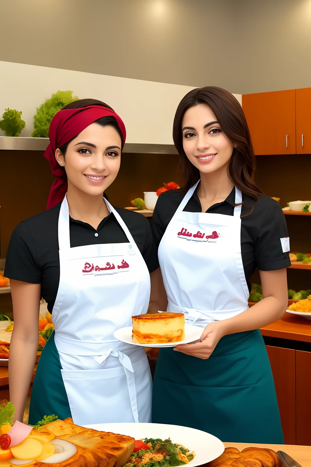 Duas meninas cozinha avental doces